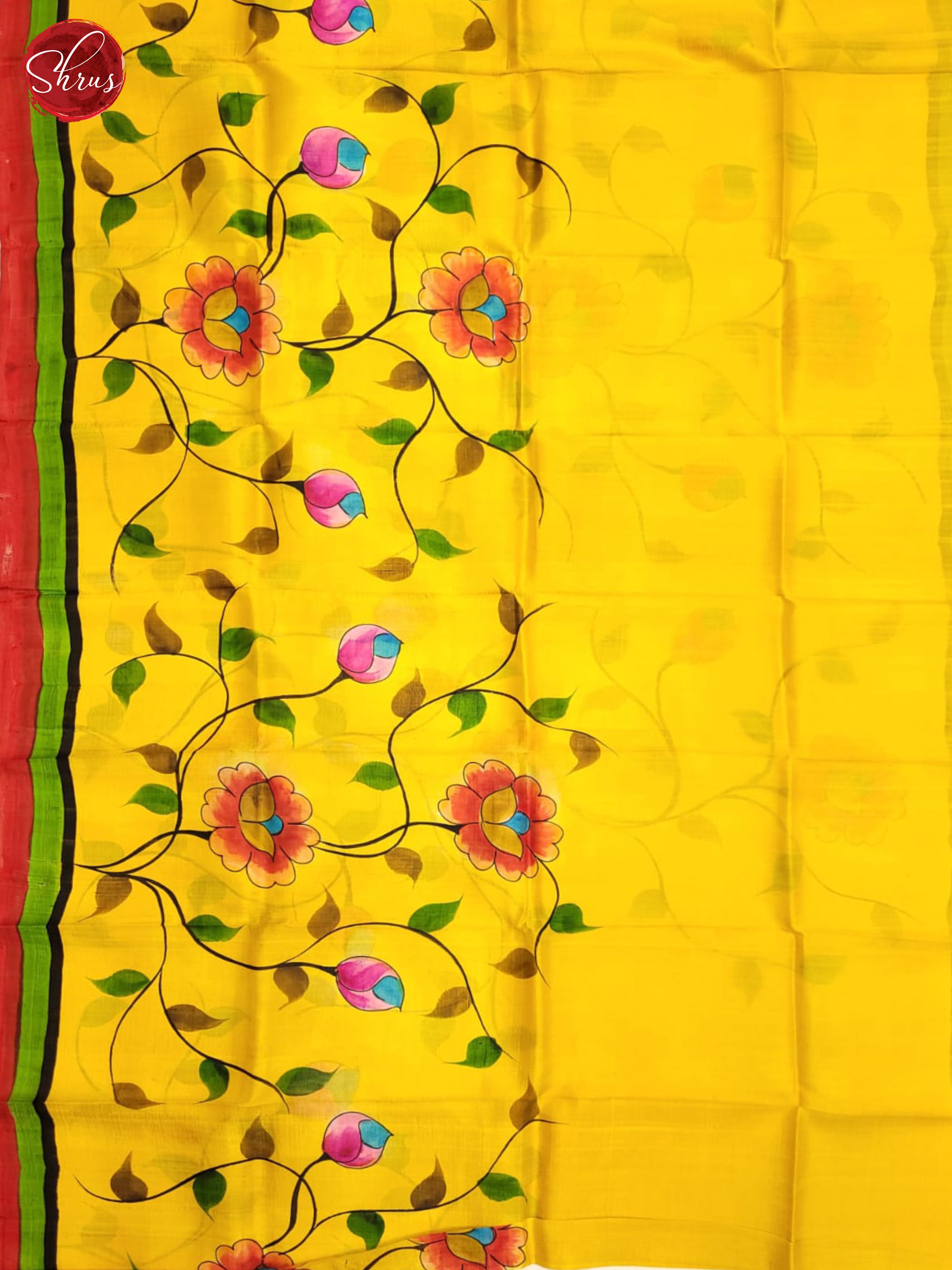 Yellow & Pink - Murshidabad Silk Saree - Shop on ShrusEternity.com