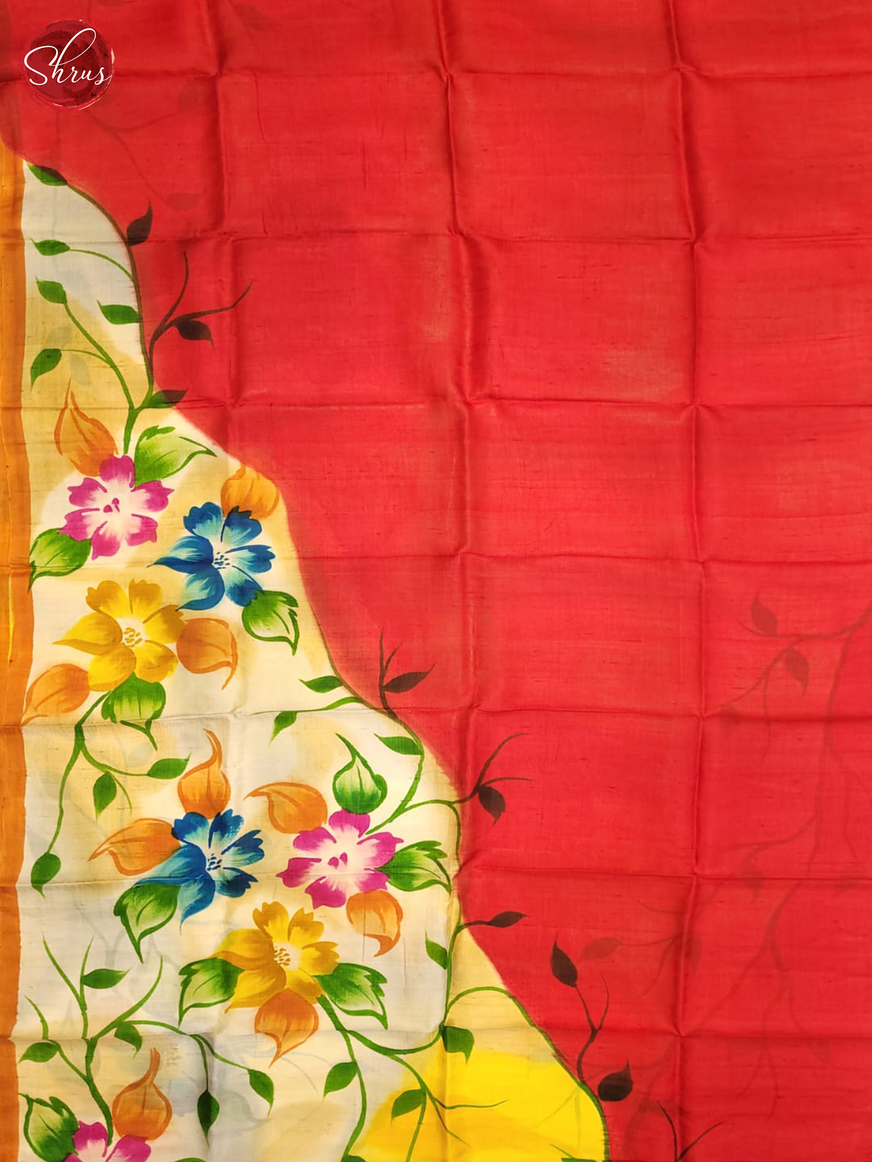 Yellow & Red - Murshidabad Silk Saree - Shop on ShrusEternity.com