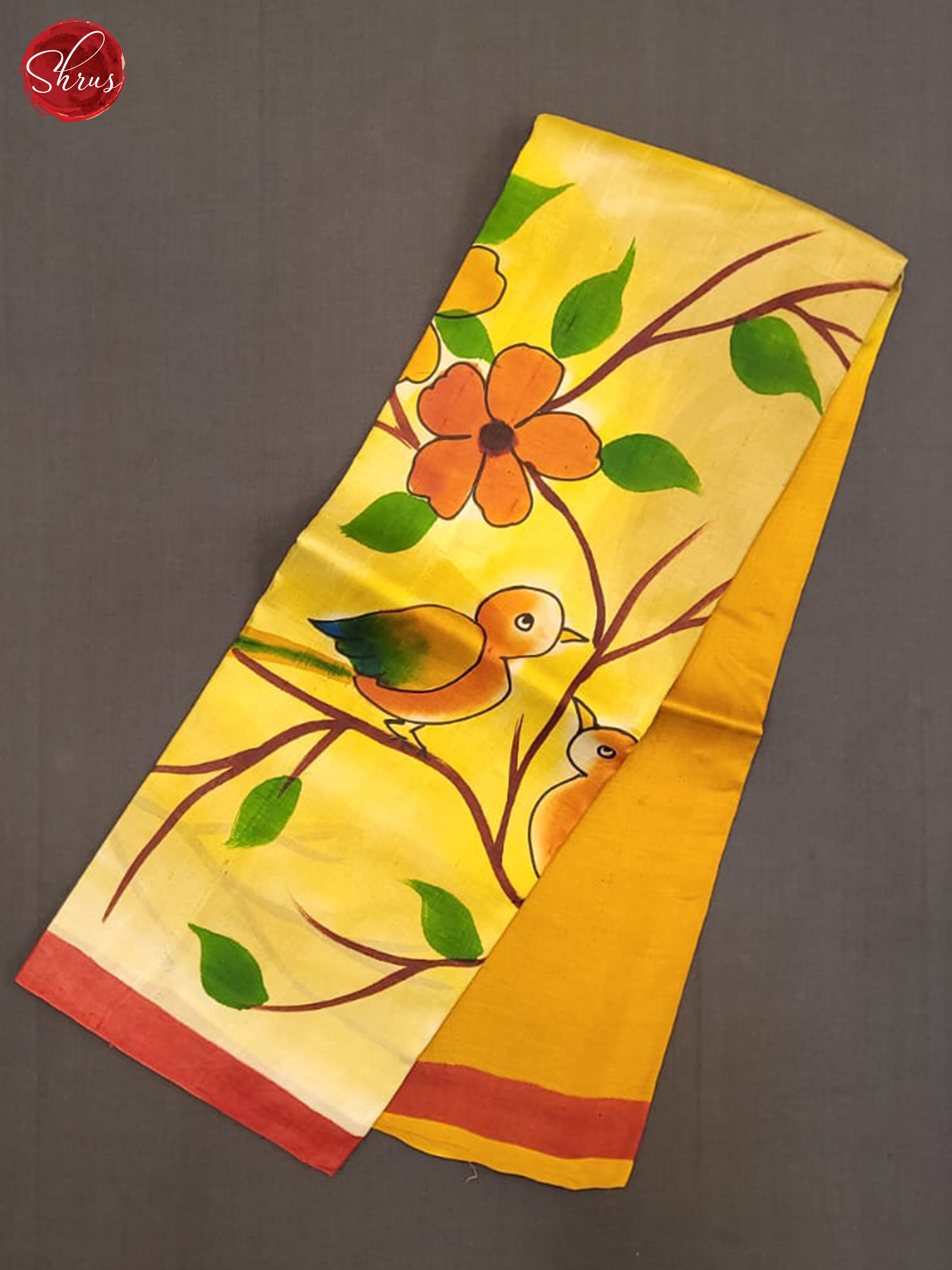 Yellow & Red - Murshidabad Silk Saree - Shop on ShrusEternity.com