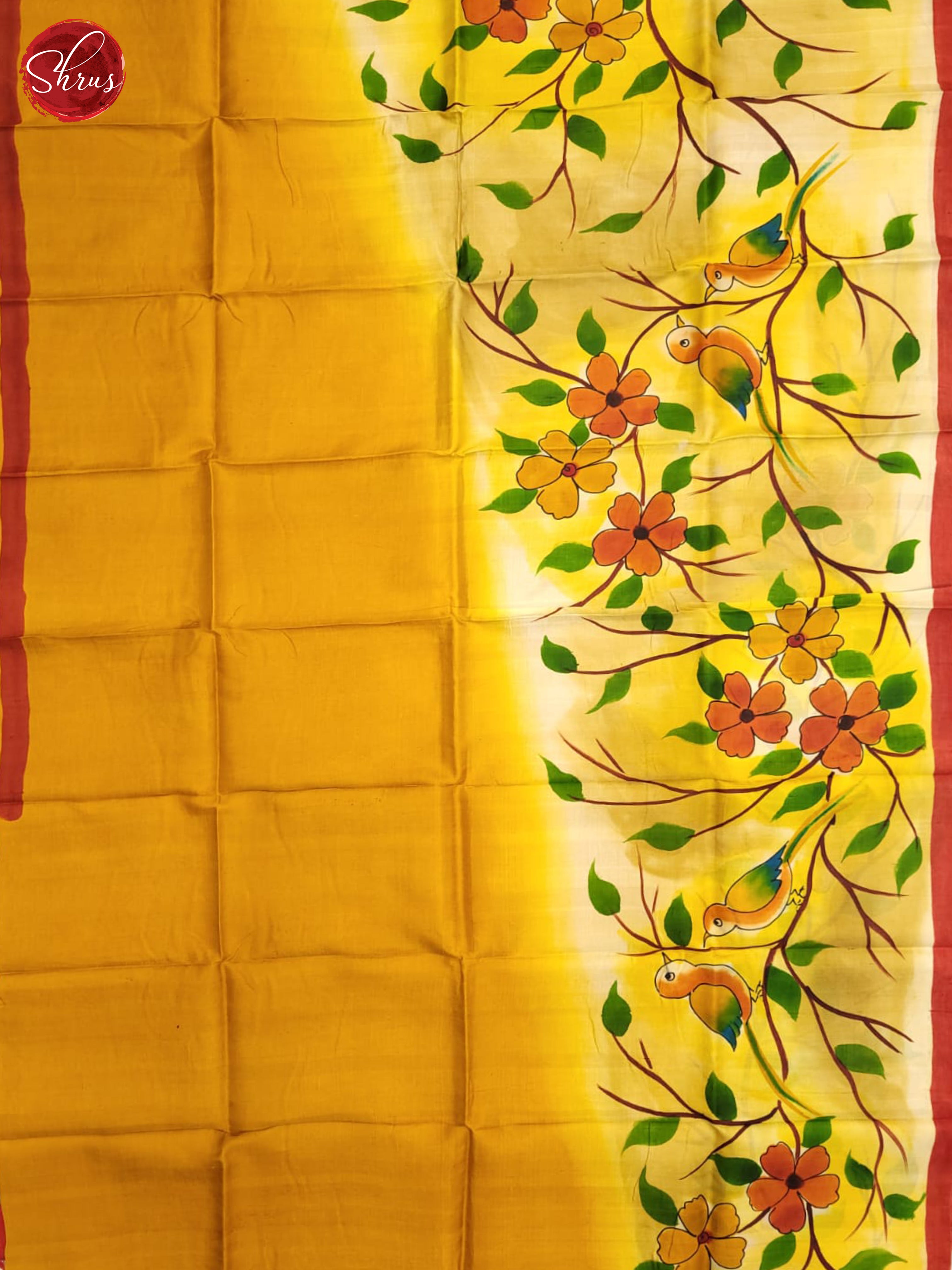 Yellow & Red - Murshidabad Silk Saree - Shop on ShrusEternity.com