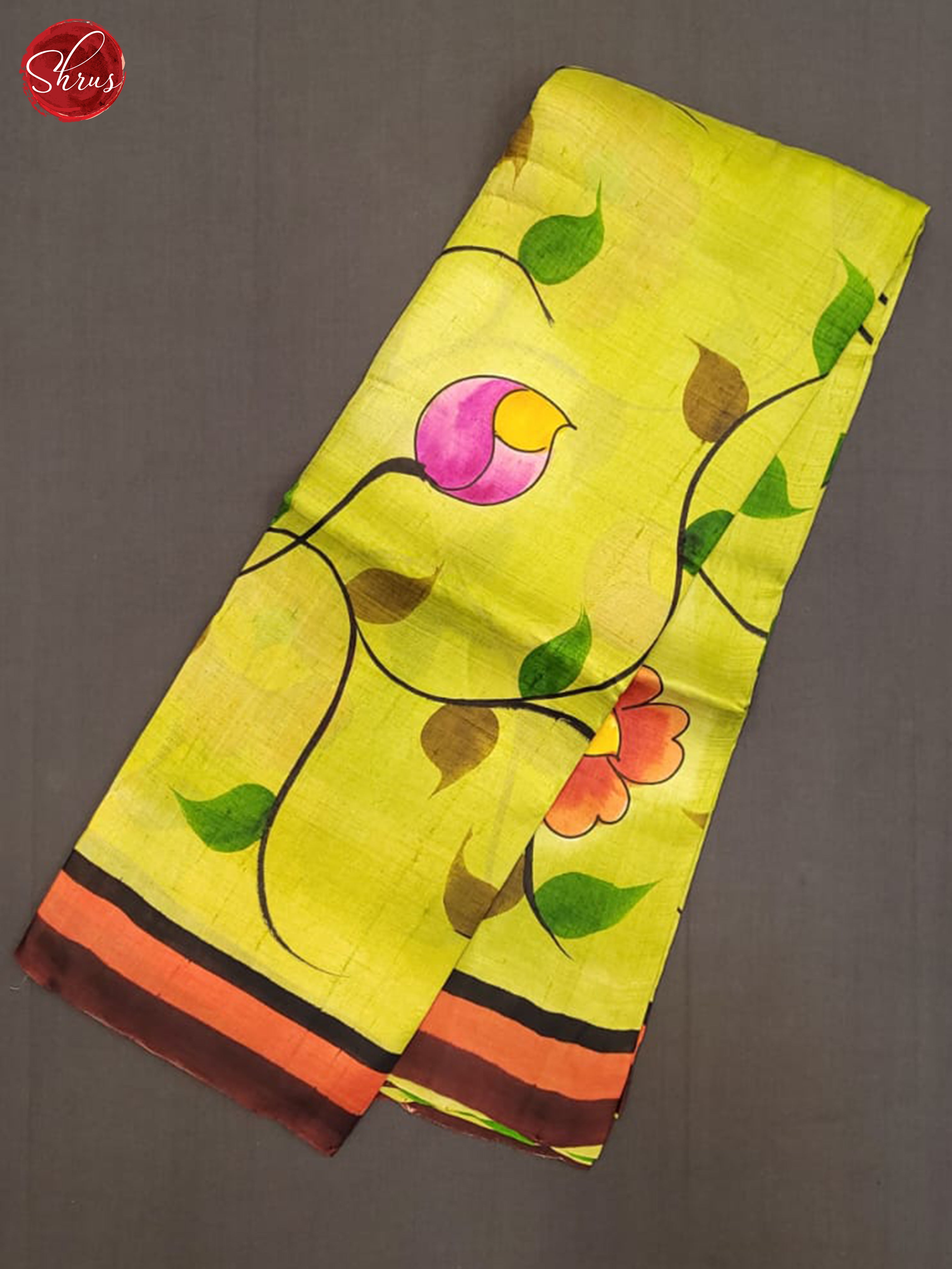 Lime Green & Green - Murshidabad Silk Saree - Shop on ShrusEternity.com