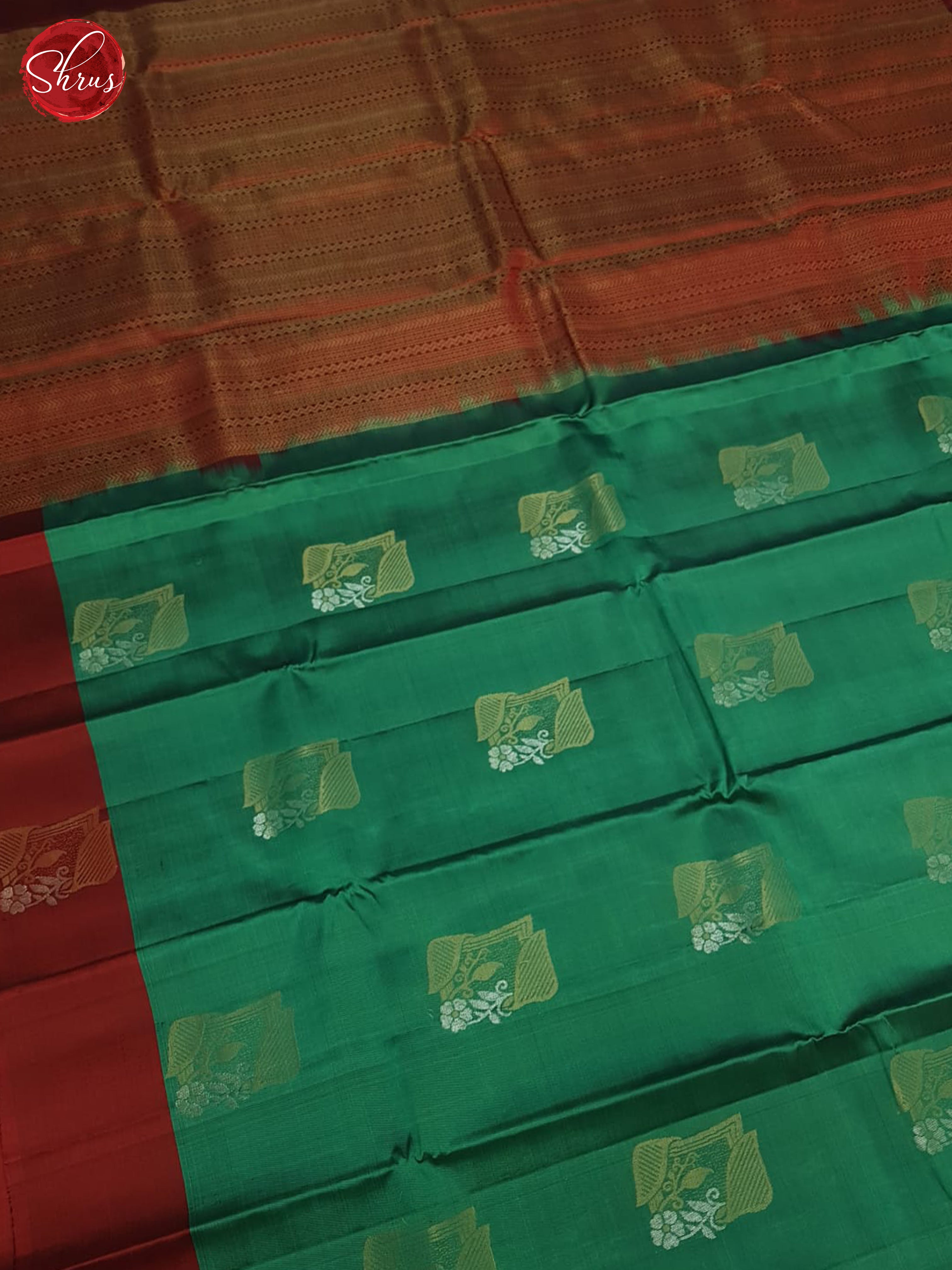 Green & Maroon - Kanchipuram Halfpure Saree - Shop on ShrusEternity.com