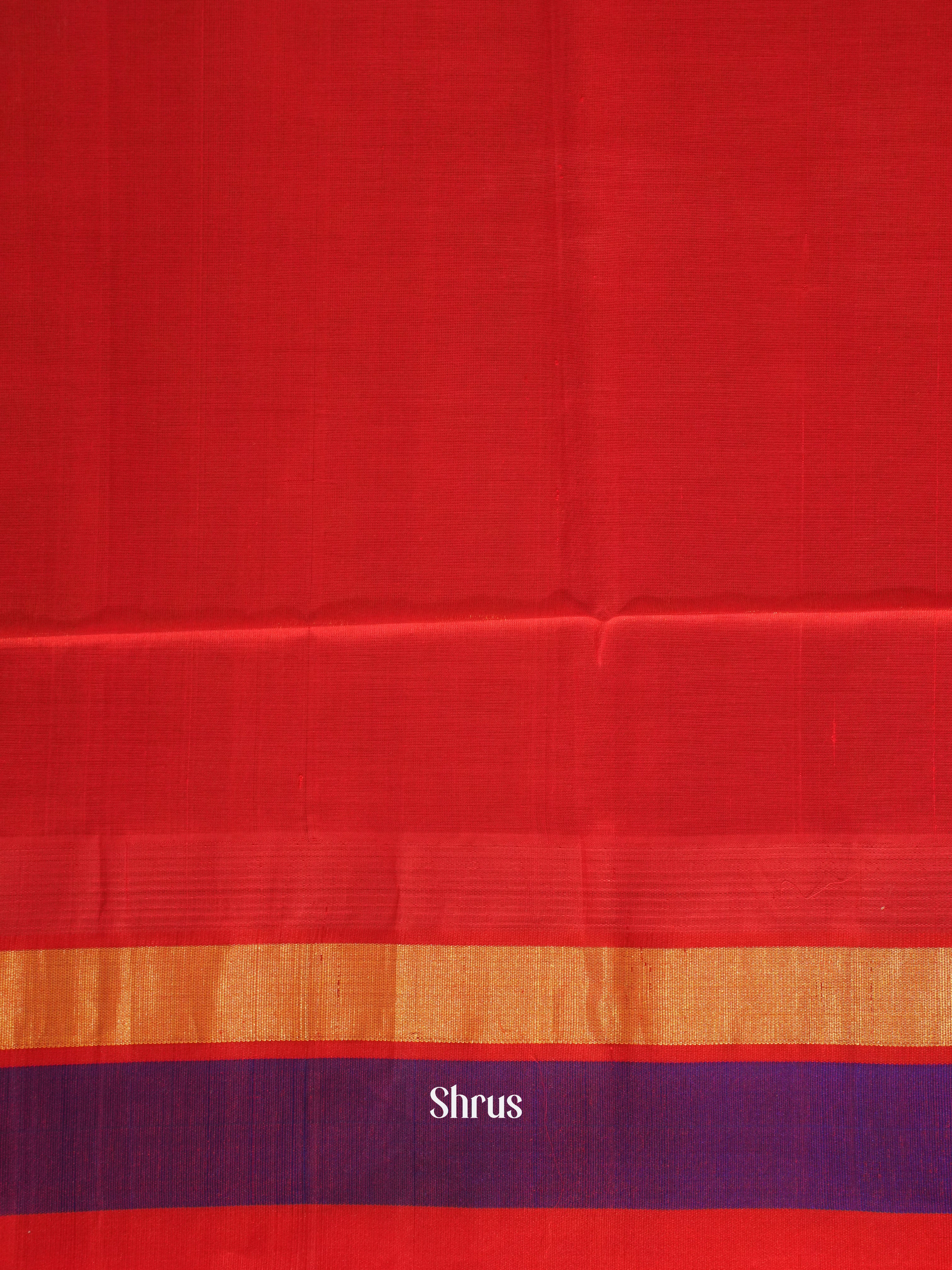 Pale Orange & Red - Silk Cotton Saree