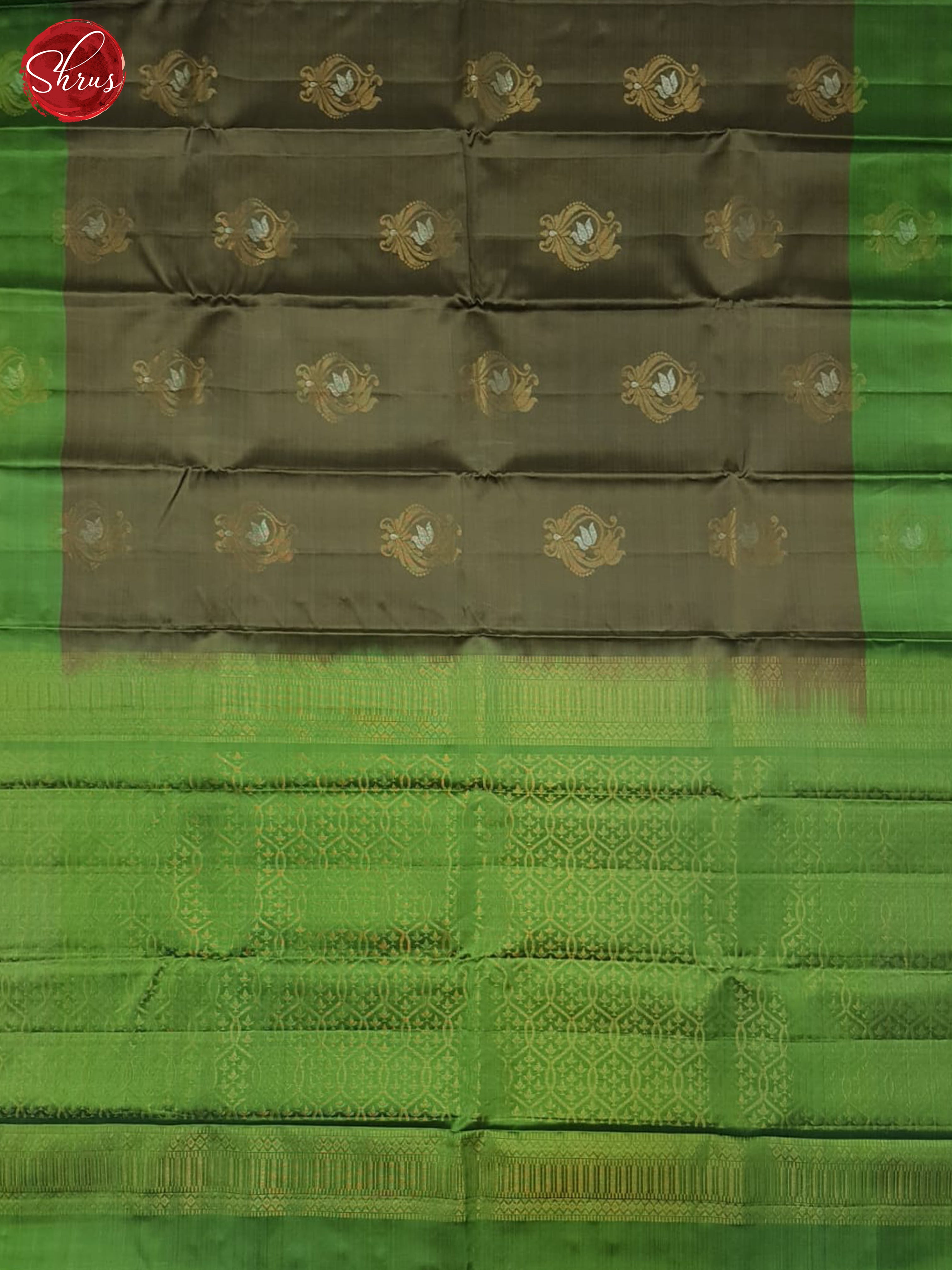 Grey & Green - Soft Silk Halfpure Saree - Shop on ShrusEternity.com