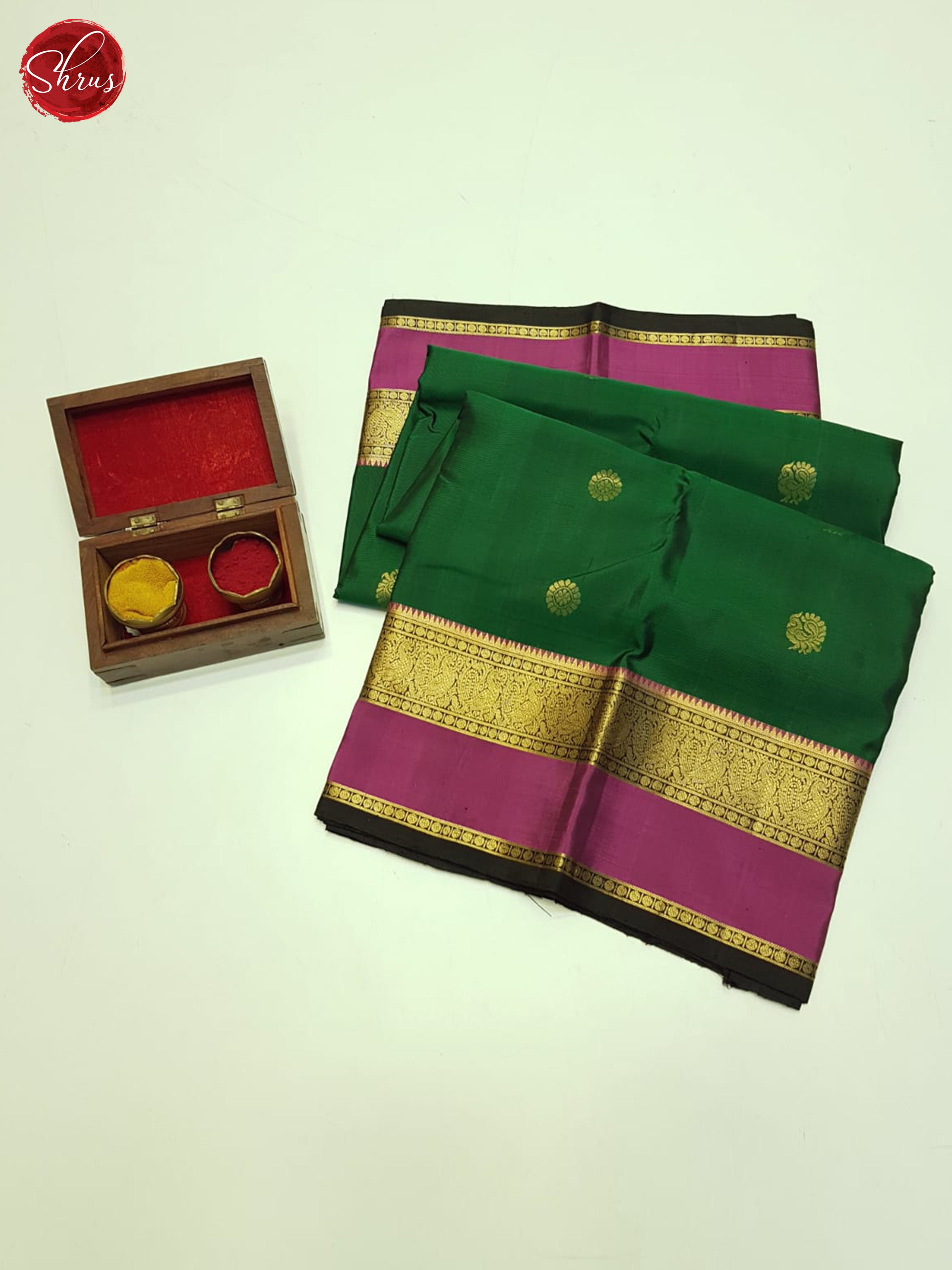 Green & Black  - Soft Silk Saree - Shop on ShrusEternity.com