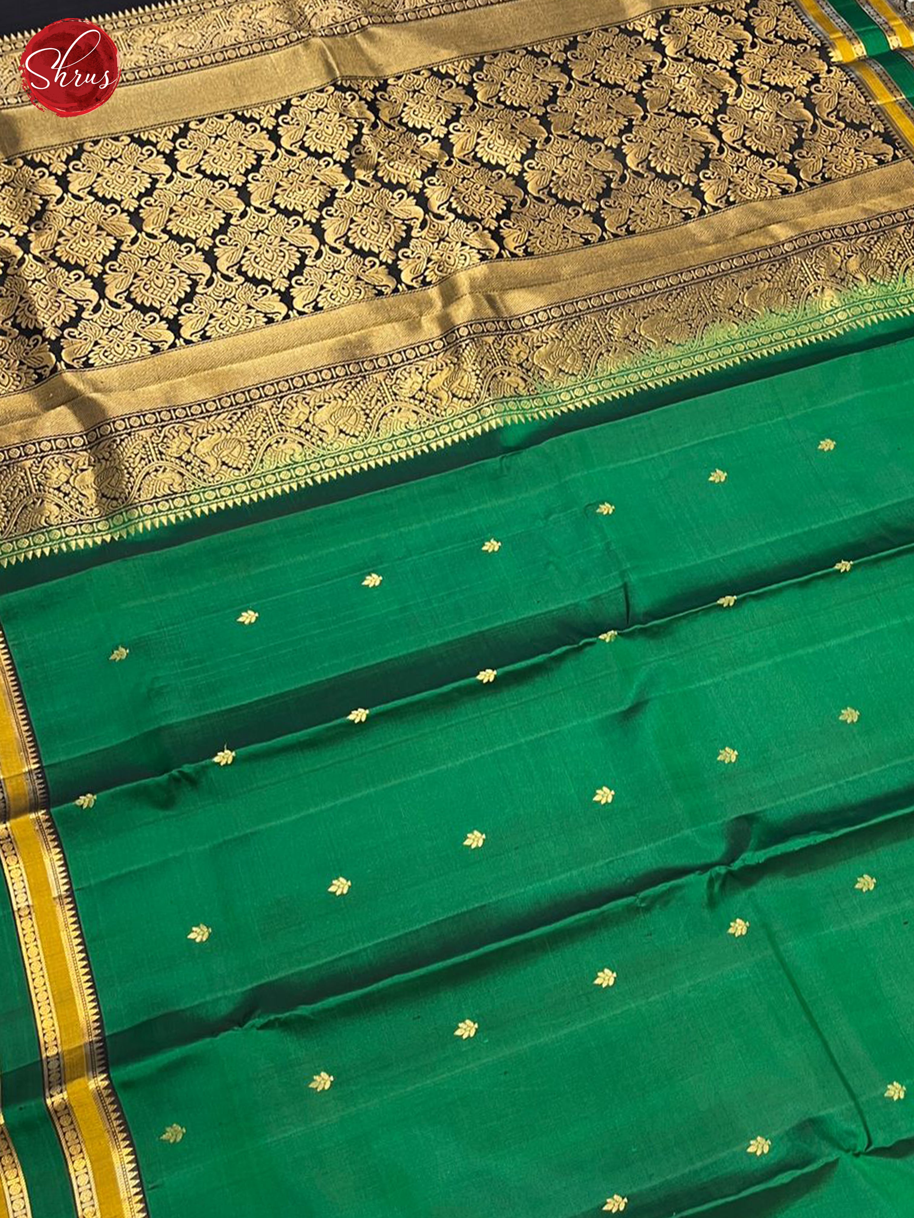 Green & Black - Soft Silk Saree - Shop on ShrusEternity.com