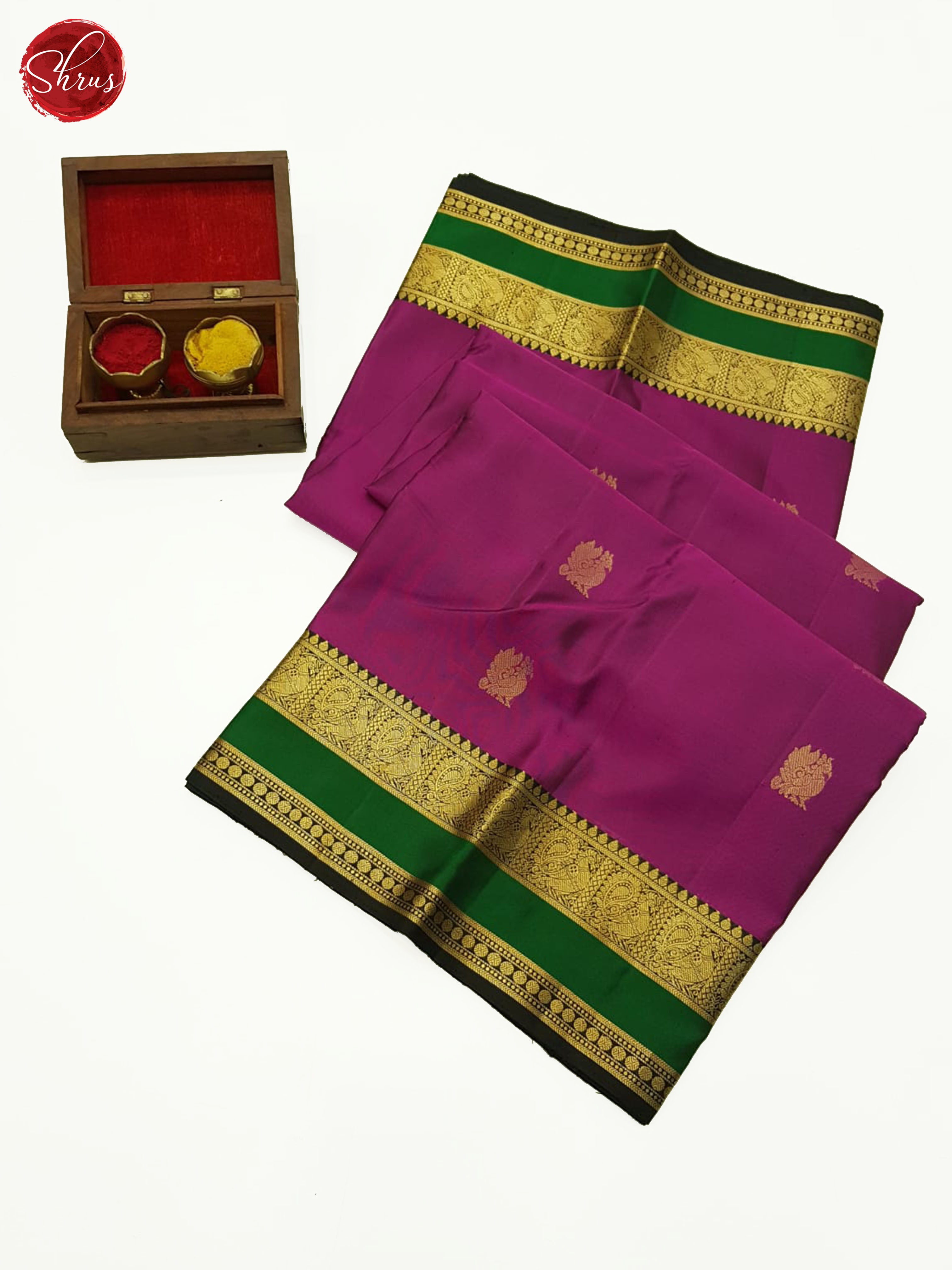 Majenta Pink & Black  - Soft Silk Saree - Shop on ShrusEternity.com