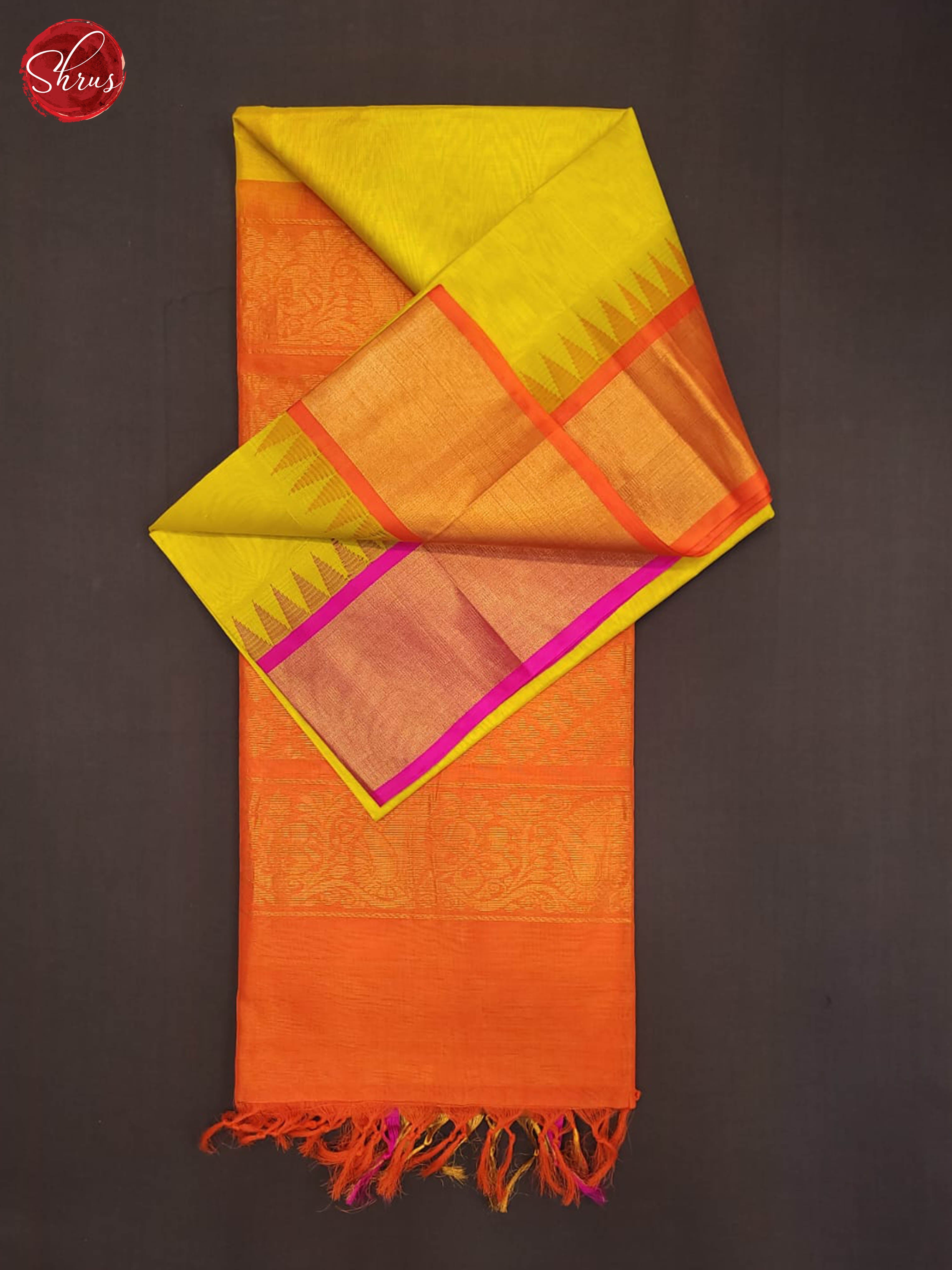 Green and Orange- Silk Cotton Saree(Ganga Jamuna Border) - Shop on ShrusEternity.com