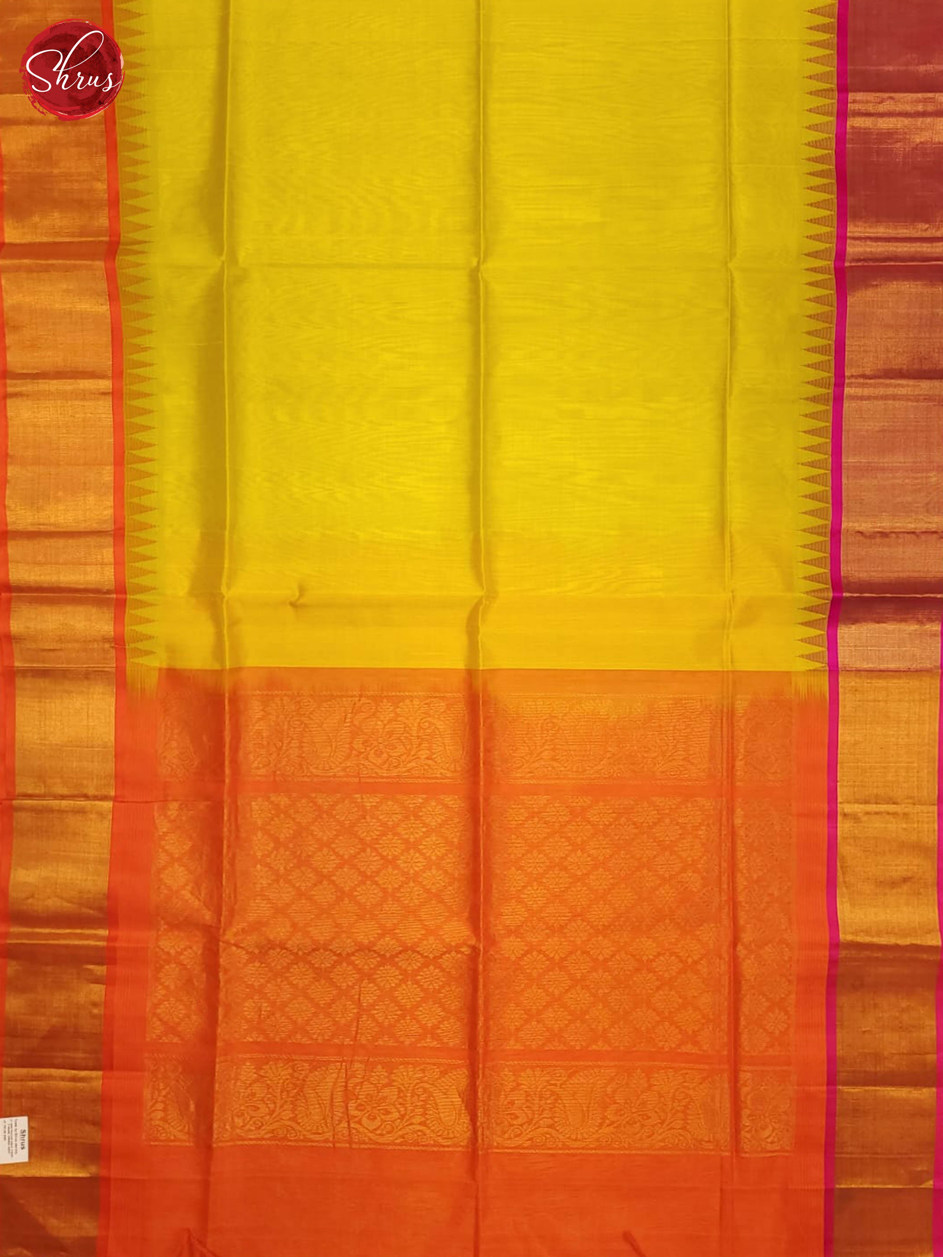 Green and Orange- Silk Cotton Saree(Ganga Jamuna Border) - Shop on ShrusEternity.com