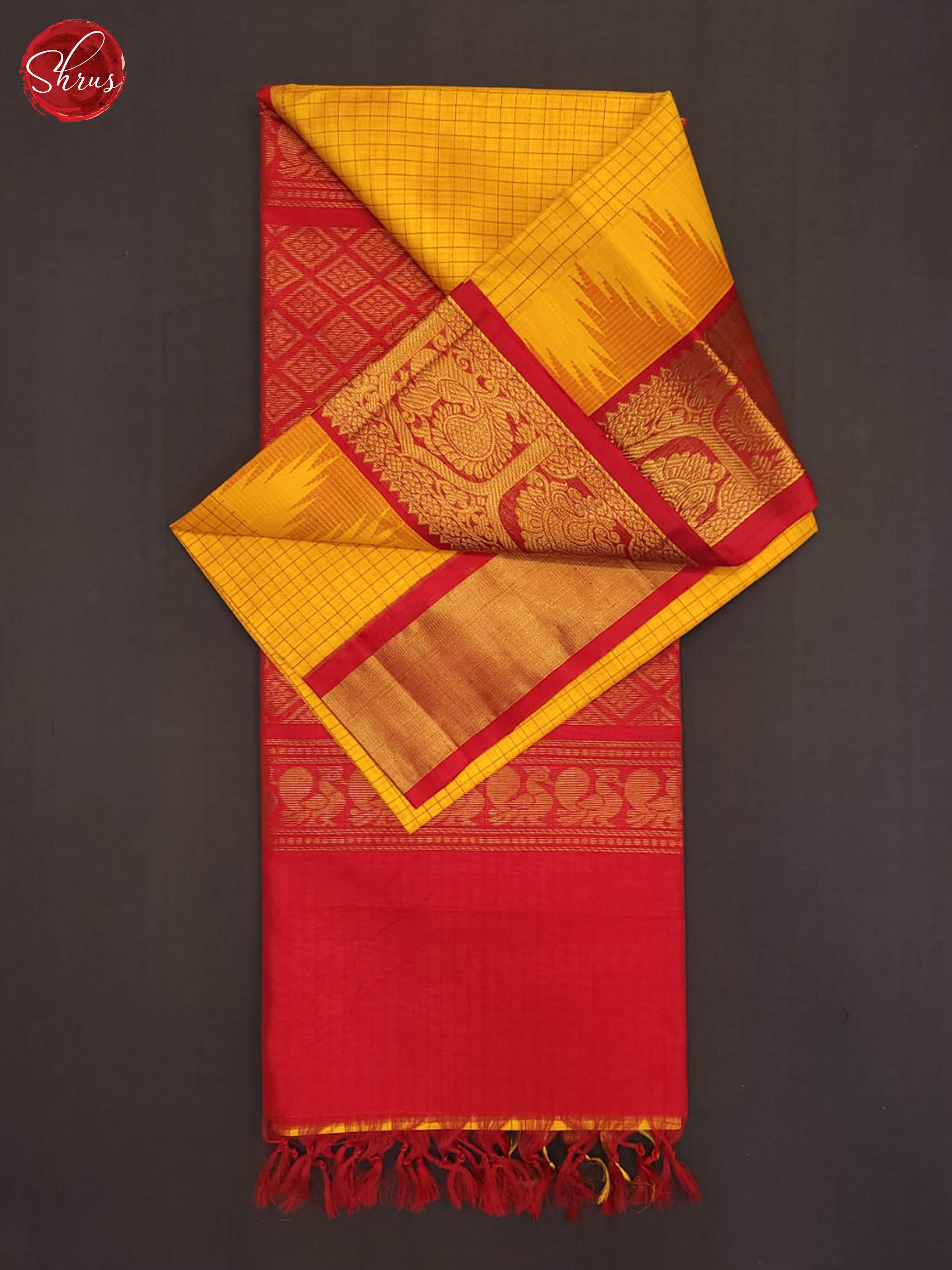 yellow and Red-Silk Cotton Saree - Shop on ShrusEternity.com