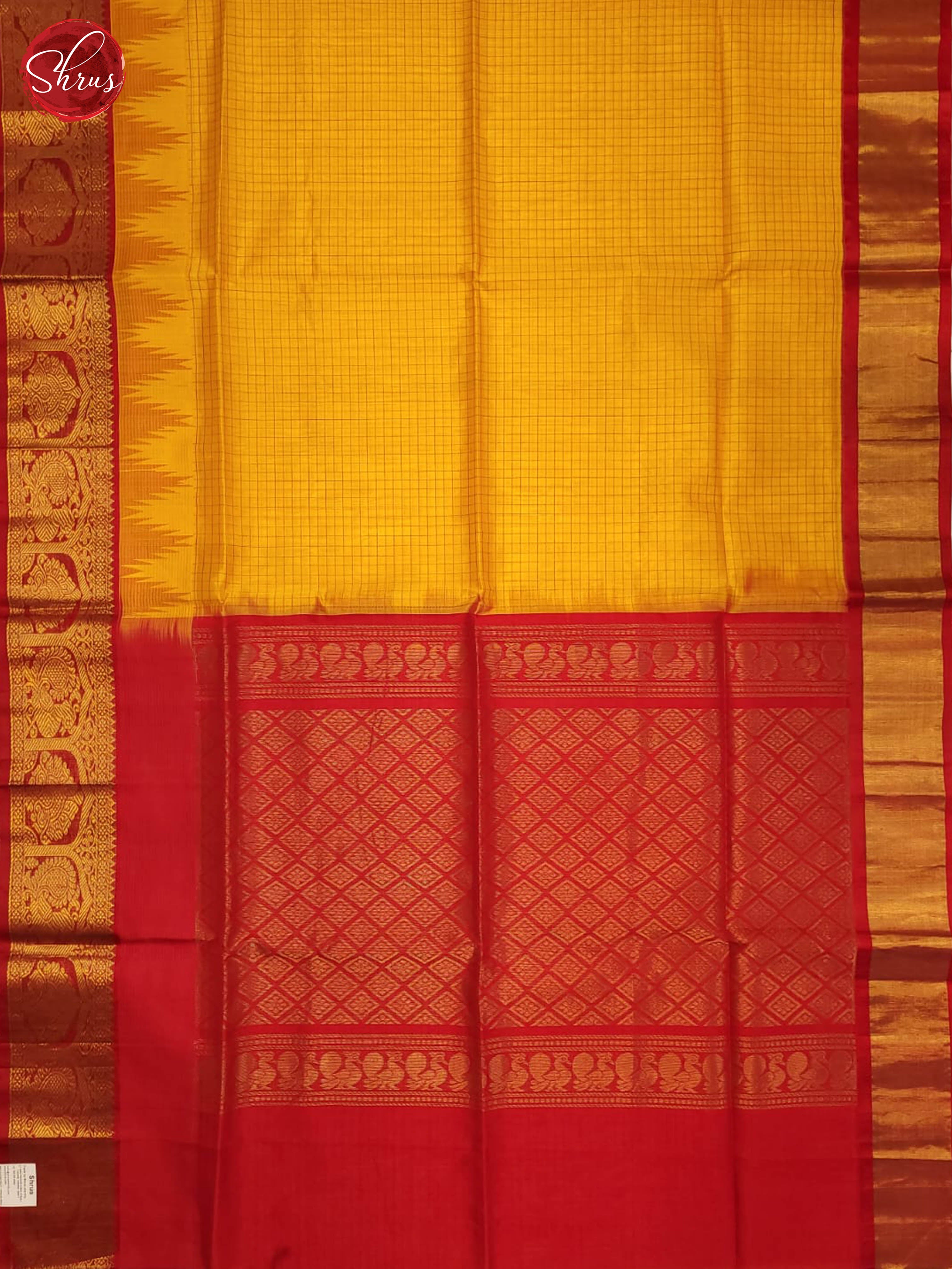 yellow and Red-Silk Cotton Saree - Shop on ShrusEternity.com