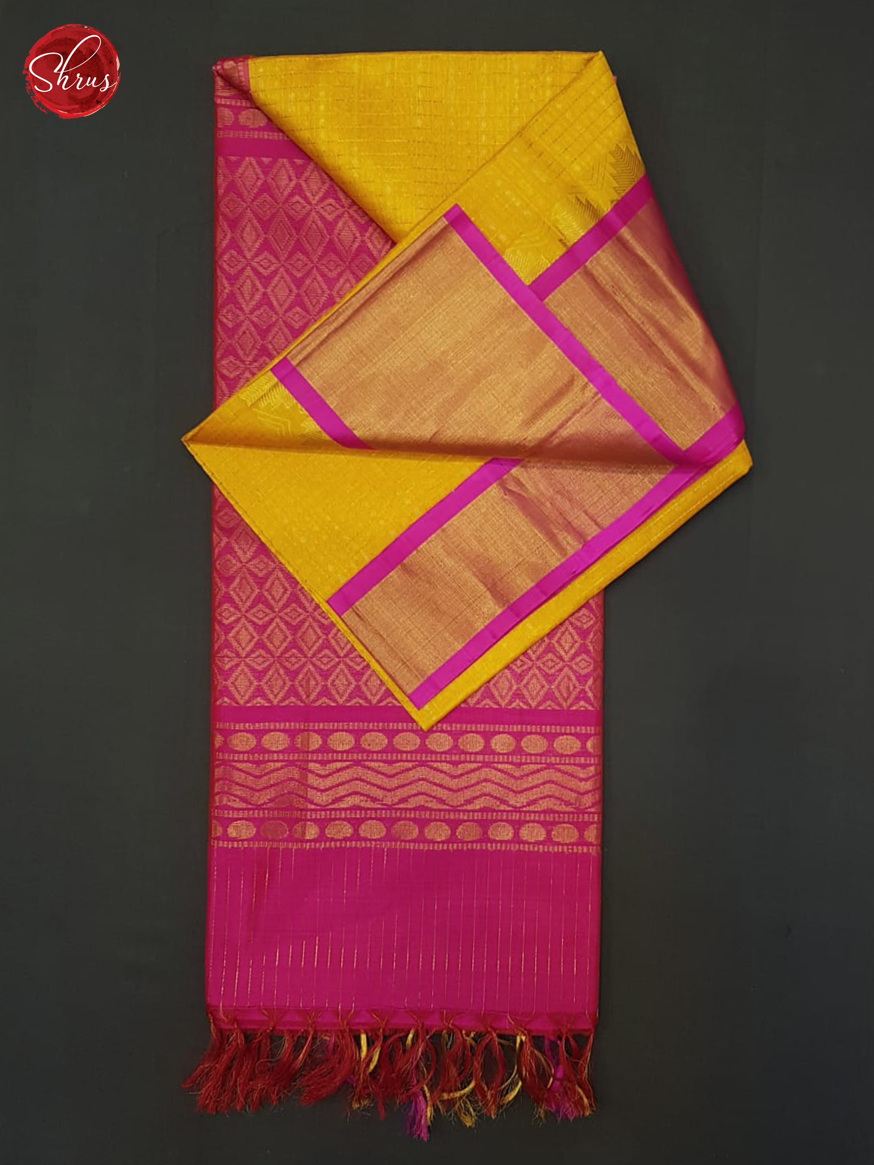 Yellow And Pink- Silk Cotton Saree - Shop on ShrusEternity.com