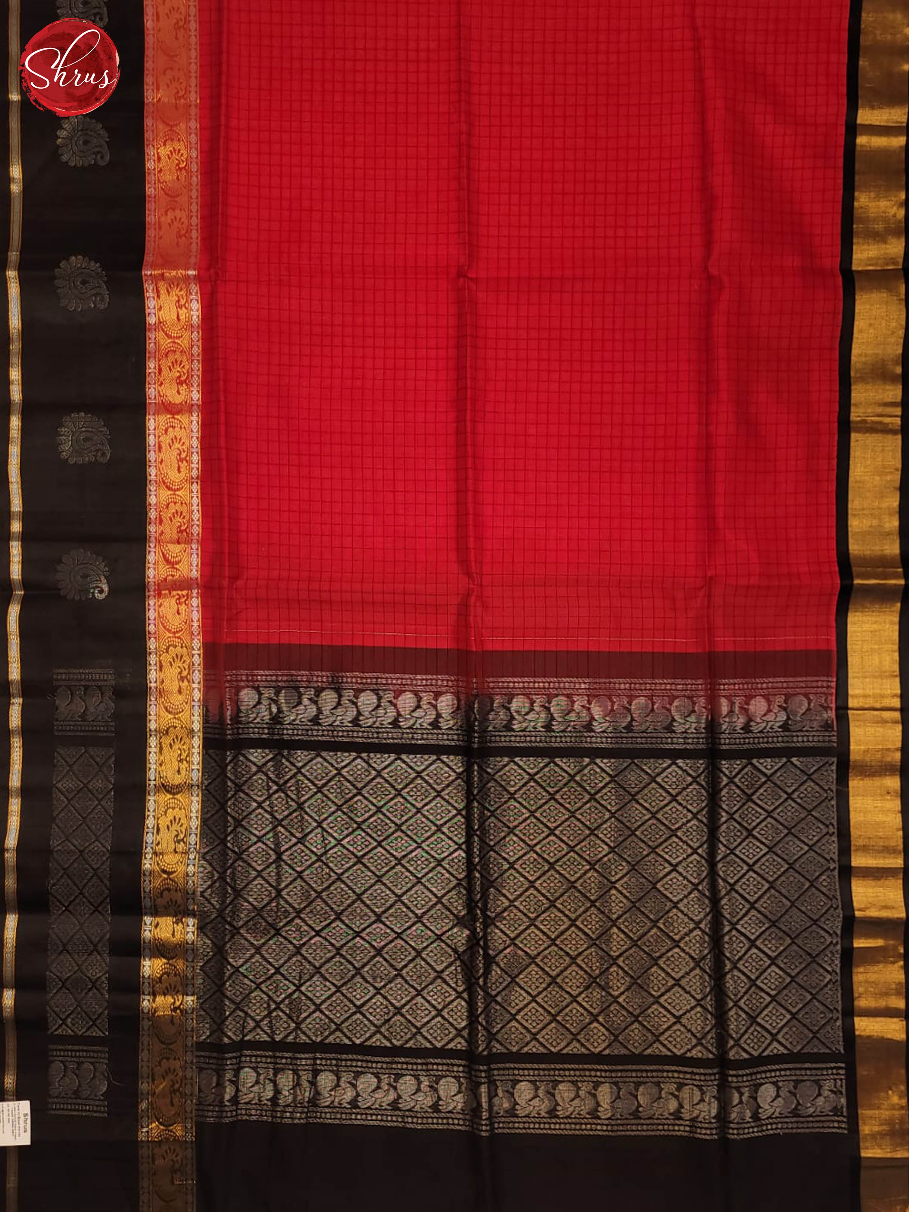 Red and black-Silk Cotton Saree - Shop on ShrusEternity.com