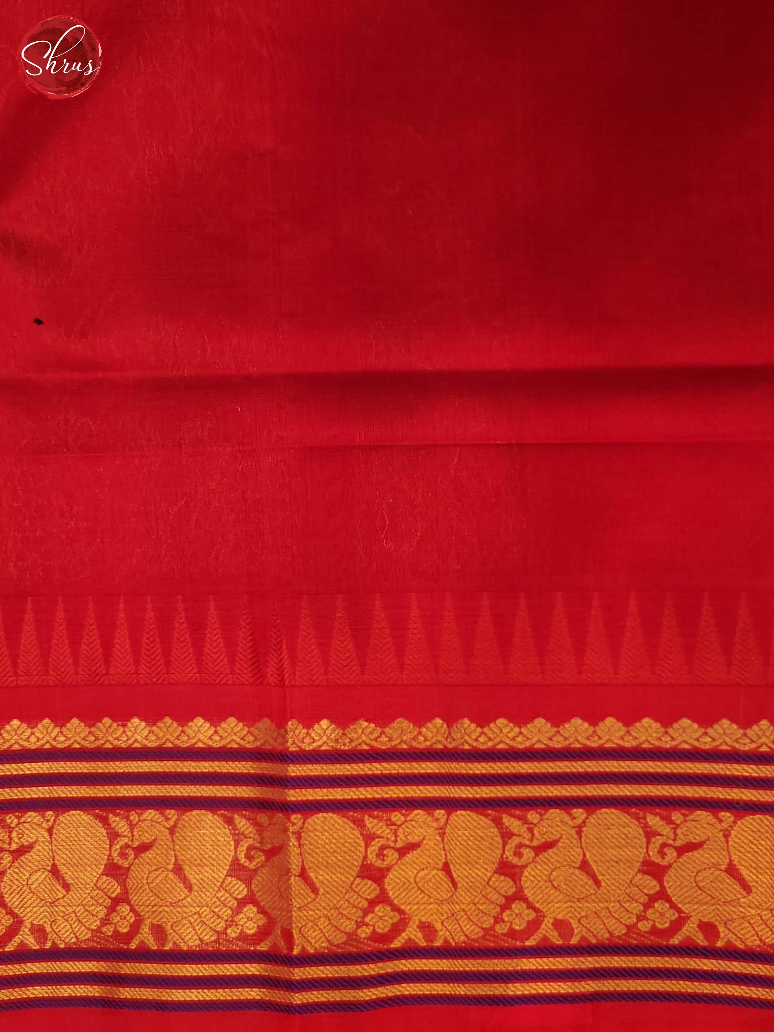 Navy blue and Red- Silk Cotton Saree - Shop on ShrusEternity.com