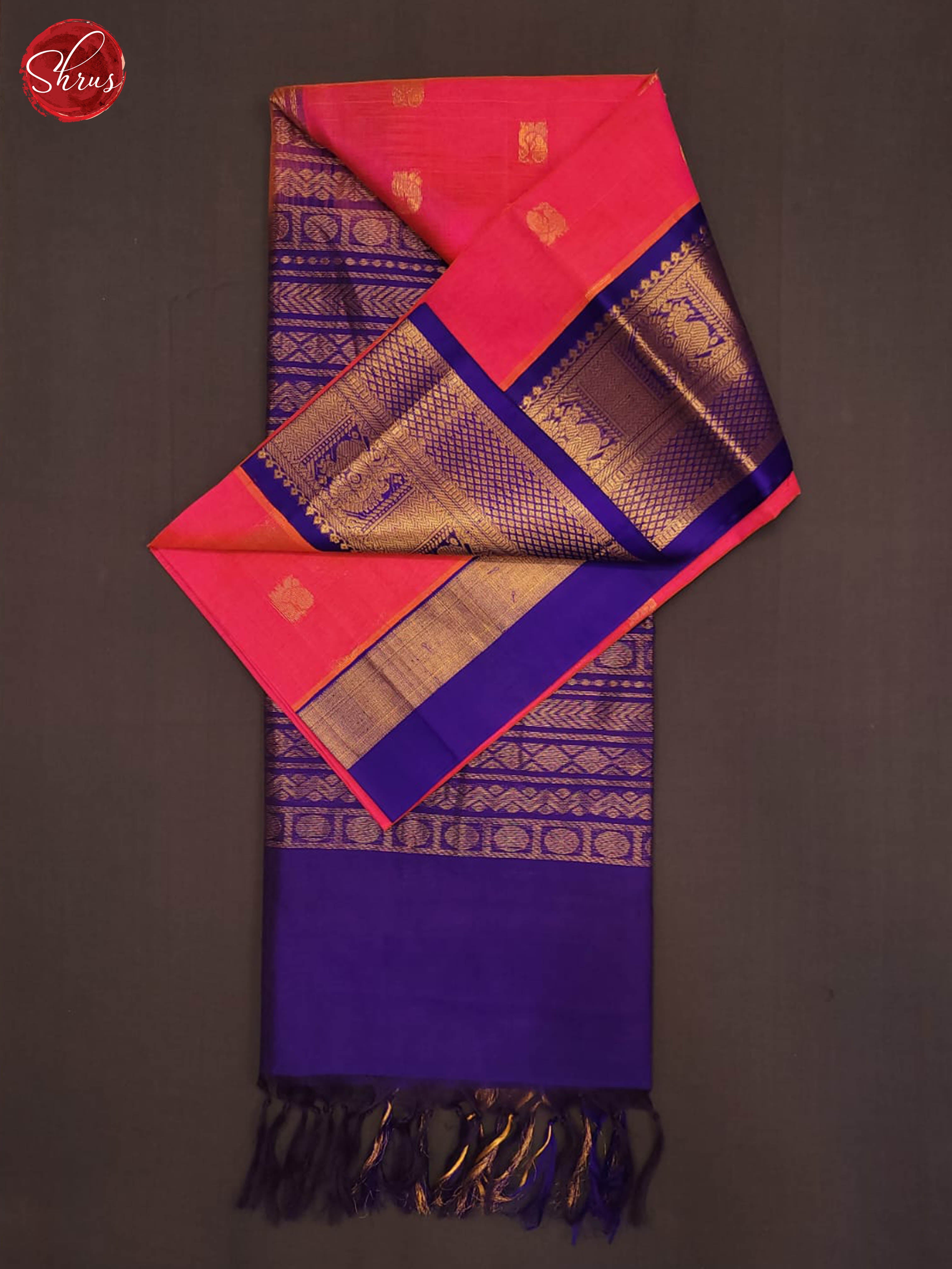 Pink and violet- Silk Cotton saree - Shop on ShrusEternity.com