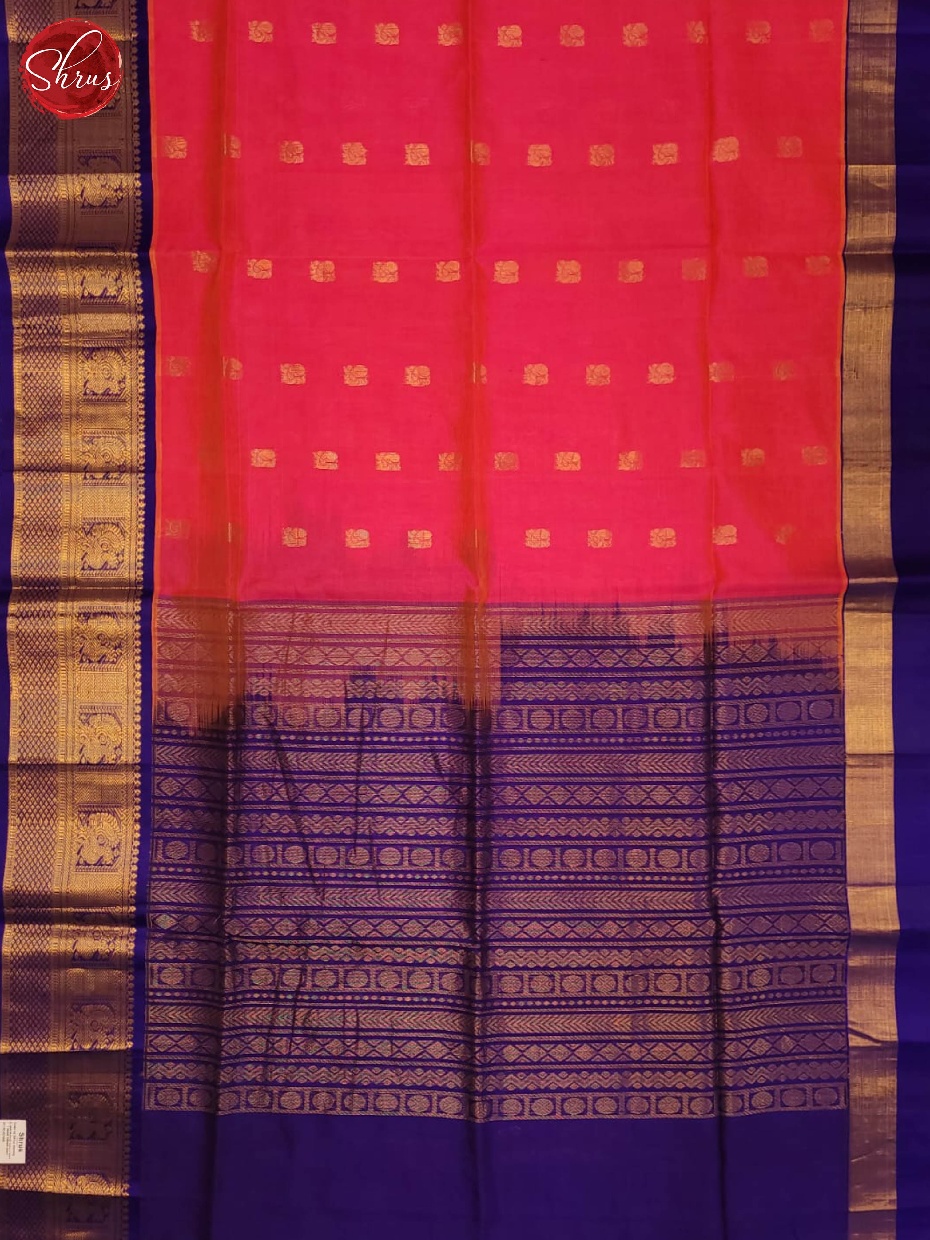 Pink and violet- Silk Cotton saree - Shop on ShrusEternity.com