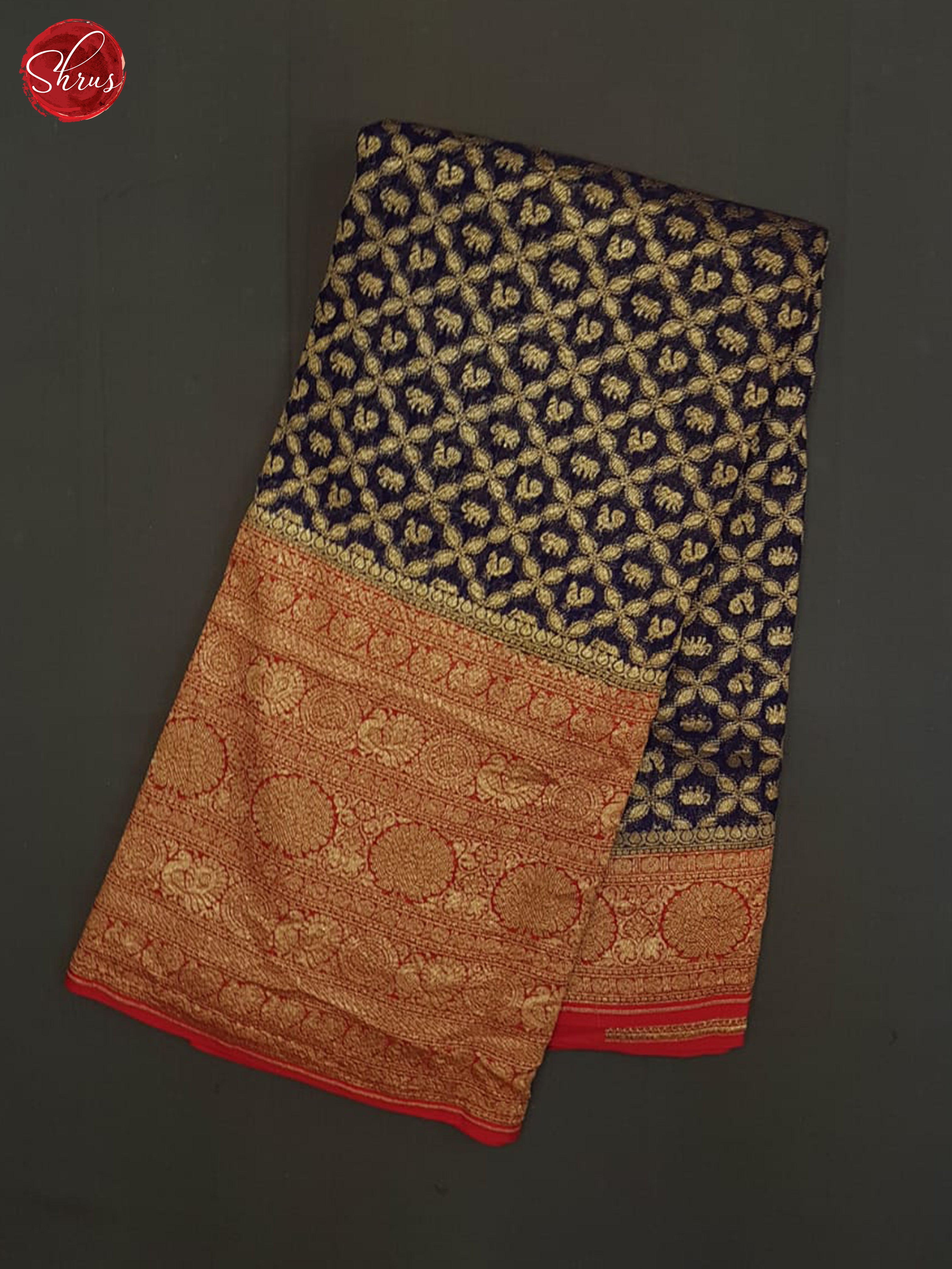Blue And Red-Georgette Silk Saree - Shop on ShrusEternity.com