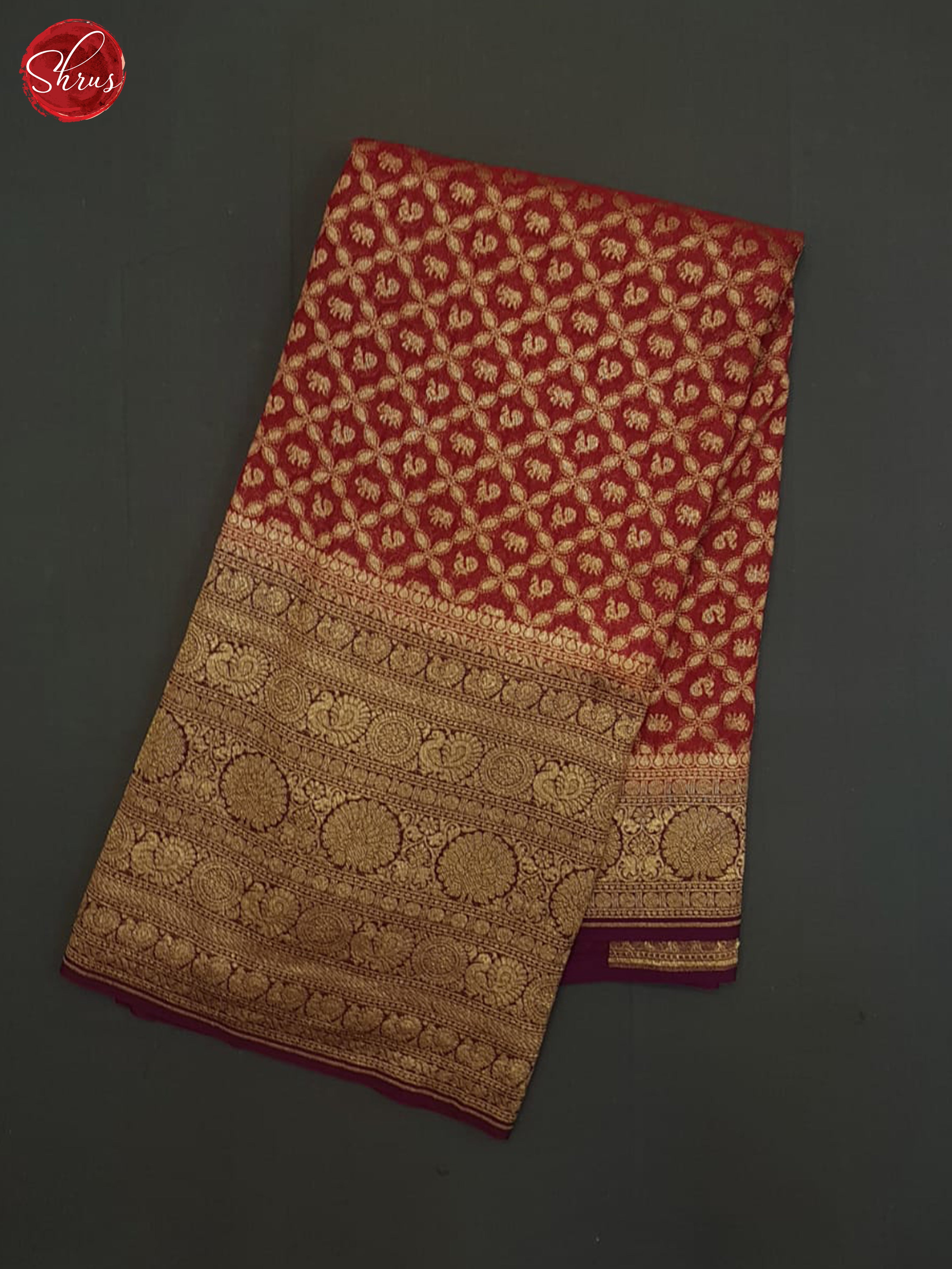 Red And Wine-Georgette Silk Saree - Shop on ShrusEternity.com