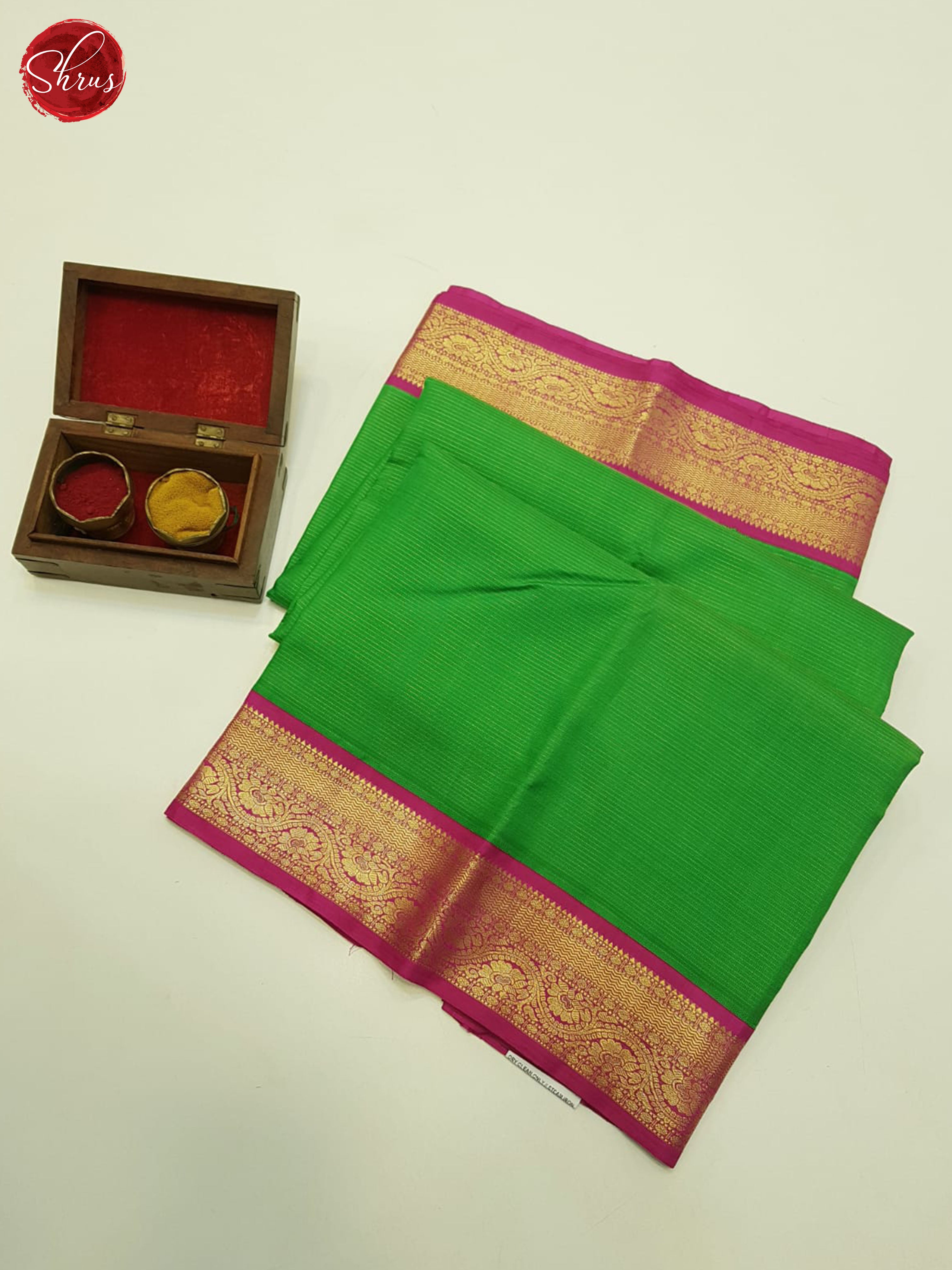 Green And Pink-Kanchipuram Silk saree - Shop on ShrusEternity.com