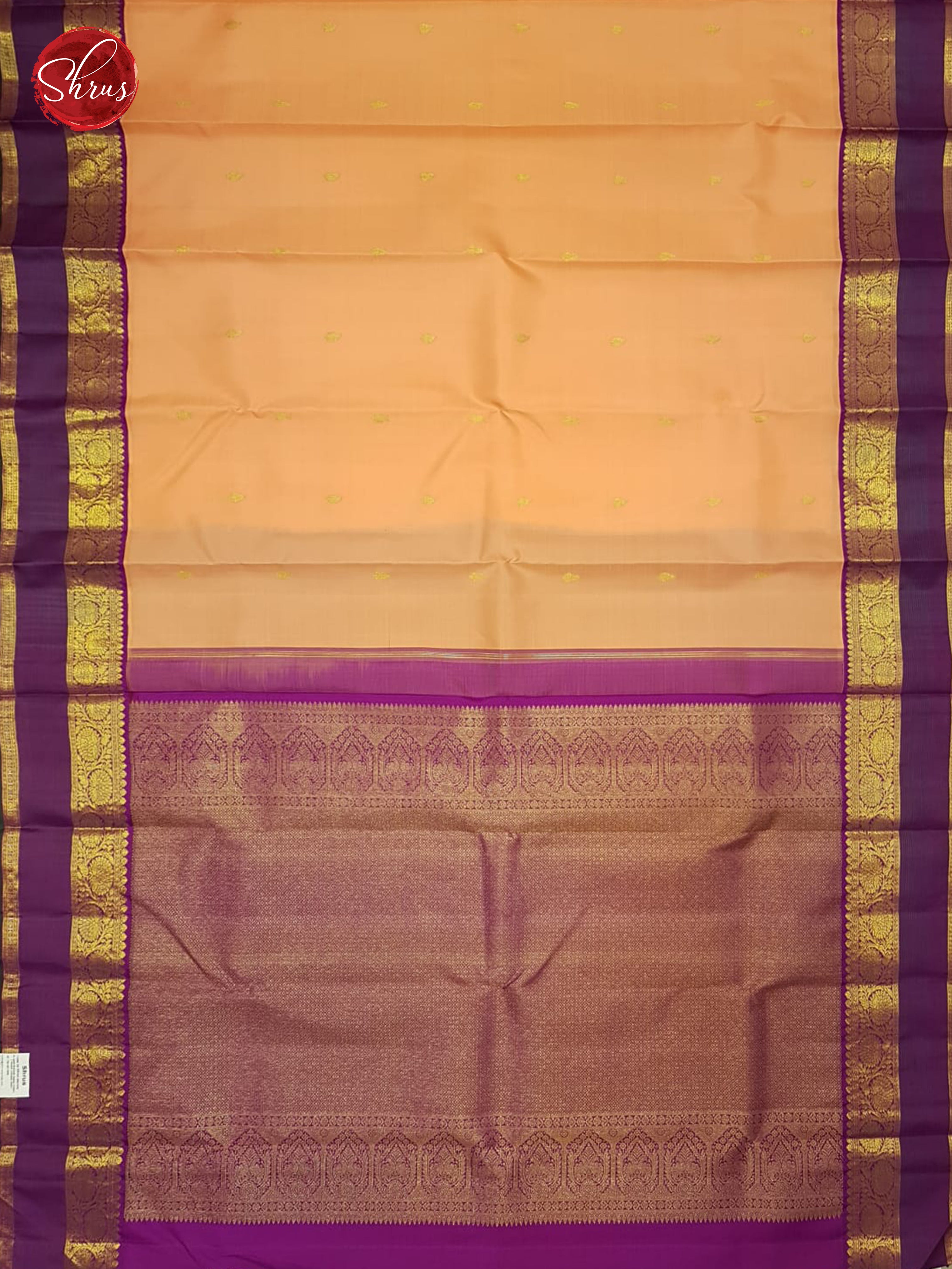 Peach & Purple - Kanchipuram Silk Saree - Shop on ShrusEternity.com