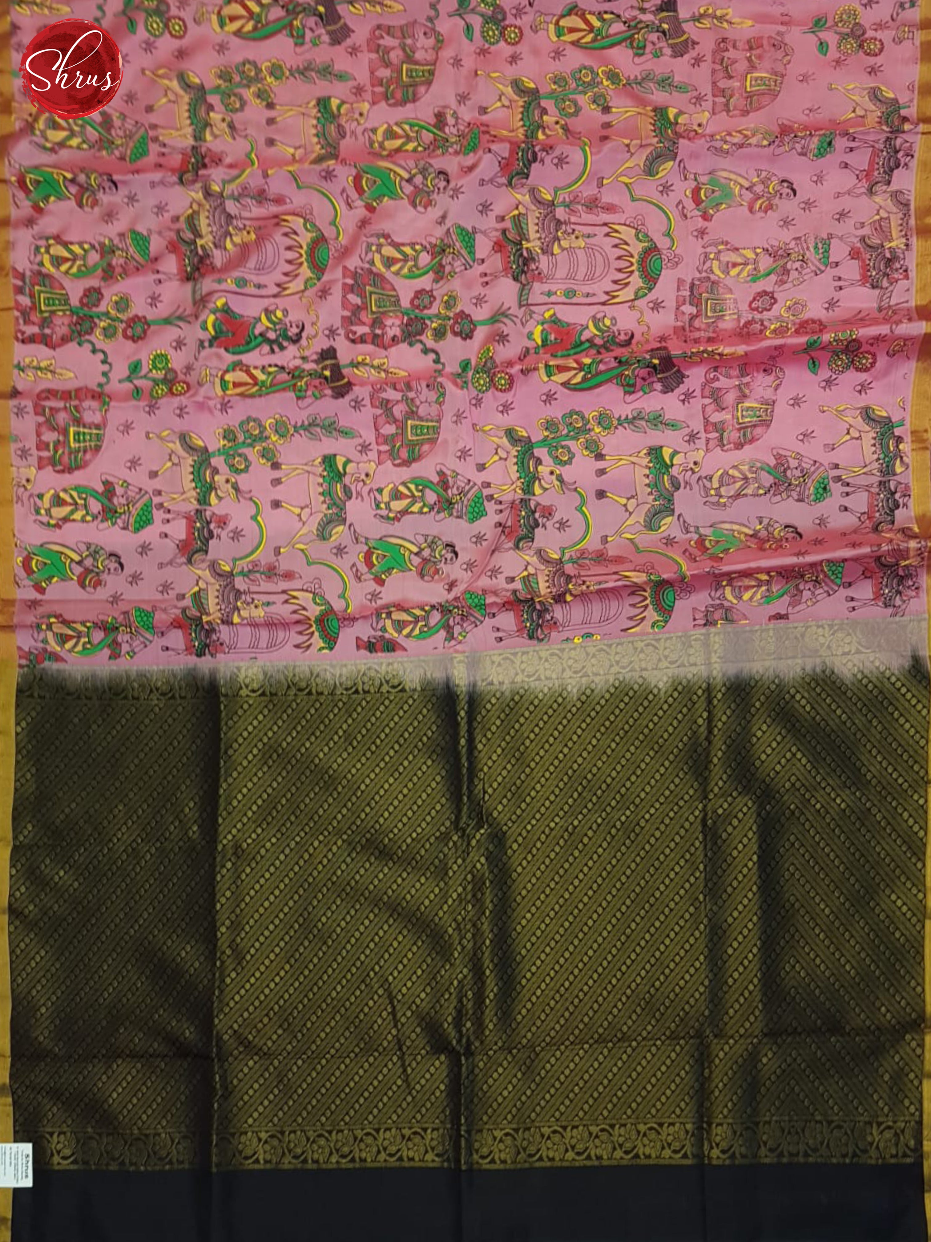 Pink & Black - Soft Silk Halfpure Saree - Shop on ShrusEternity.com