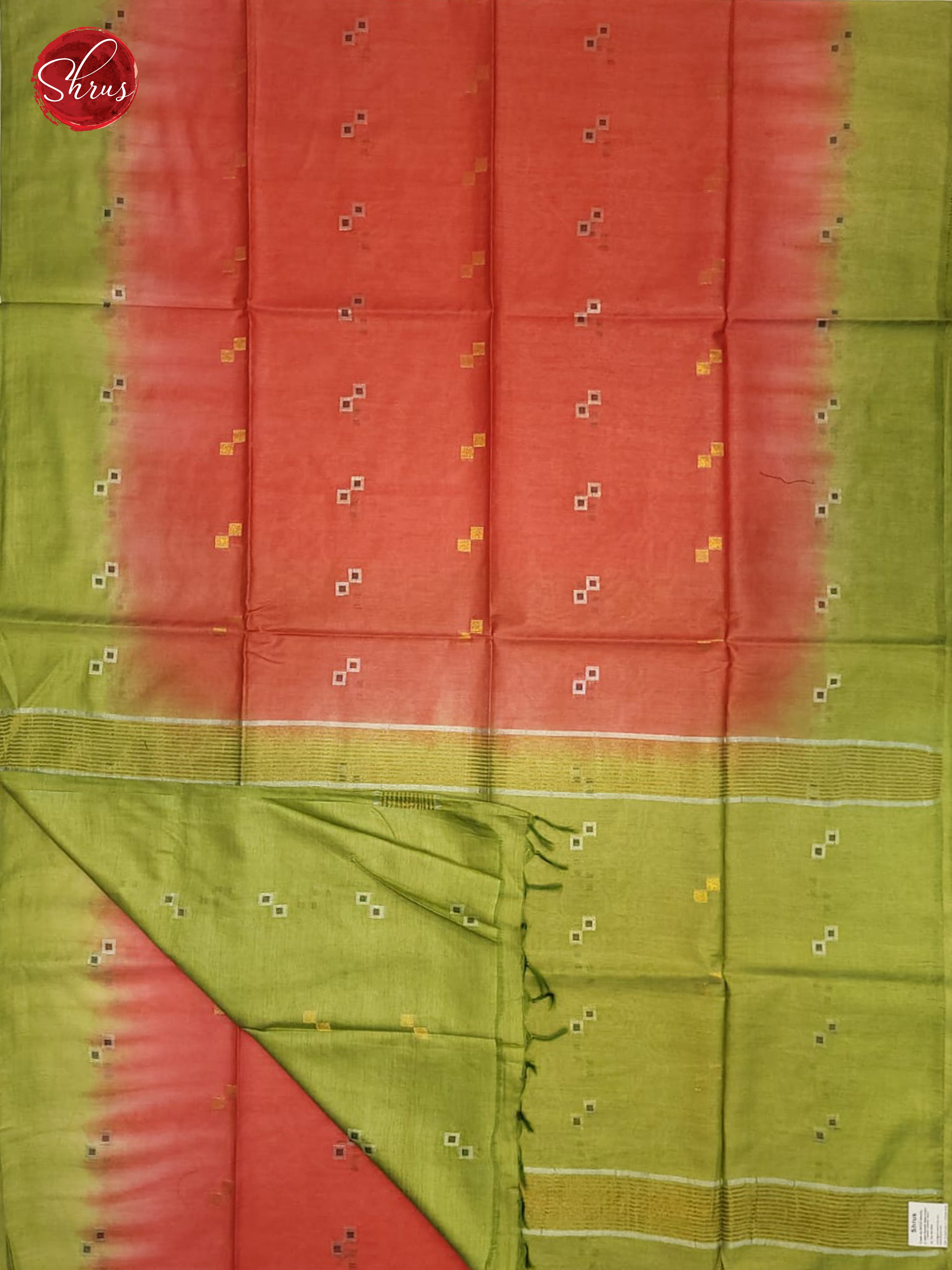 Pink & Green- Semi Tussar Saree - Shop on ShrusEternity.com