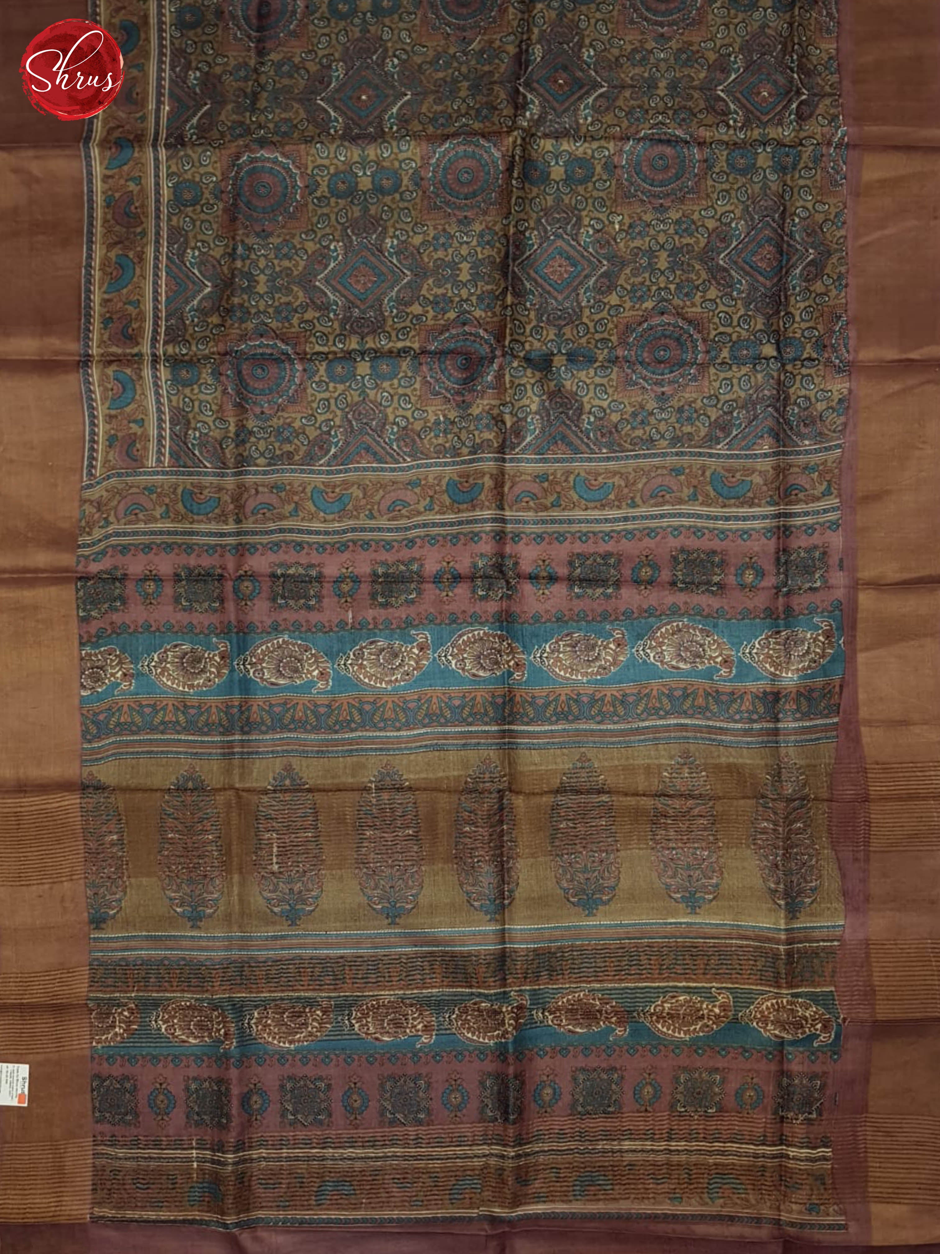 Brown & Dusty Wine- Tussar Silk Saree - Shop on ShrusEternity.com