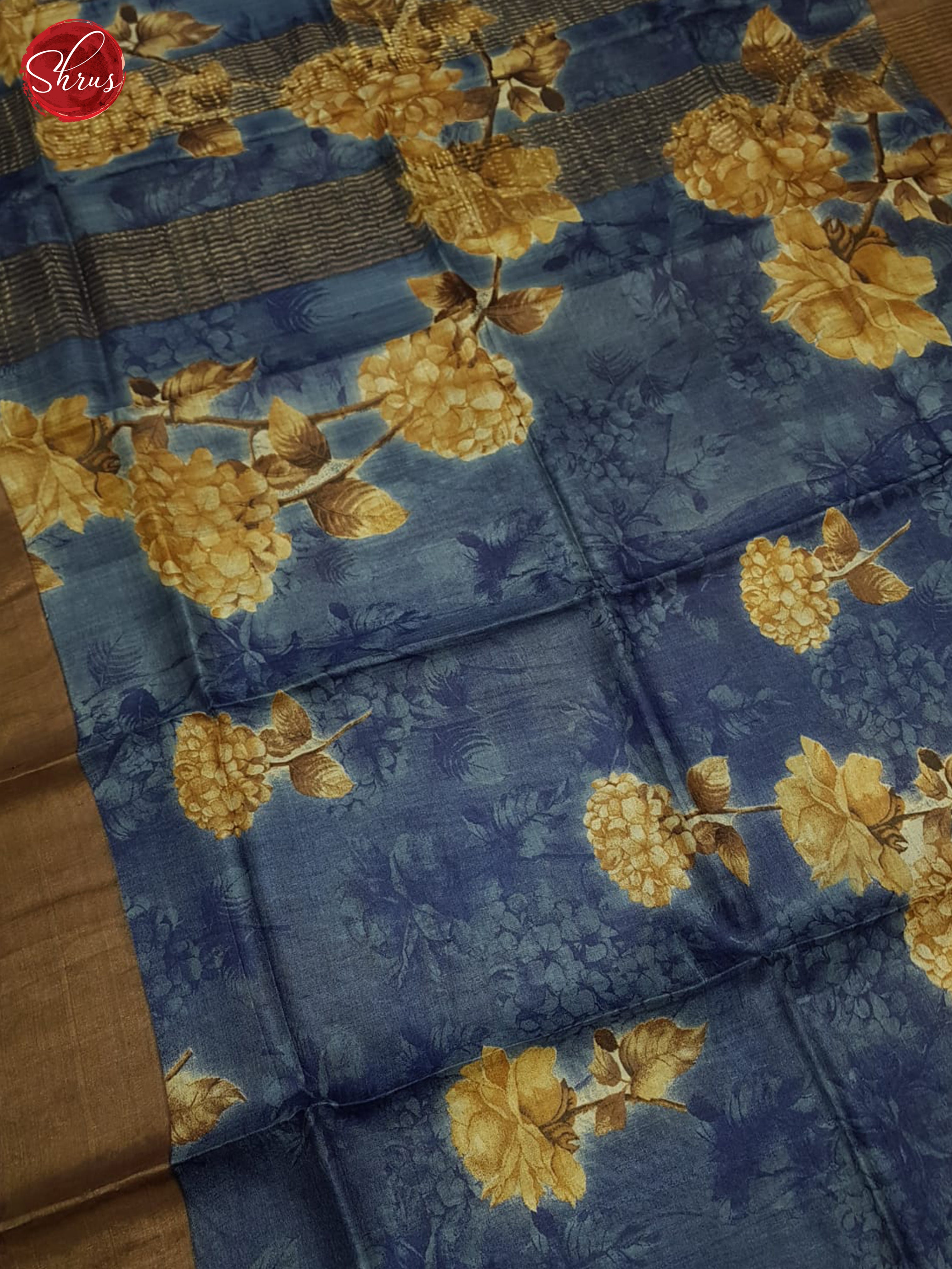 Blue & Brown - Tussar Saree - Shop on ShrusEternity.com