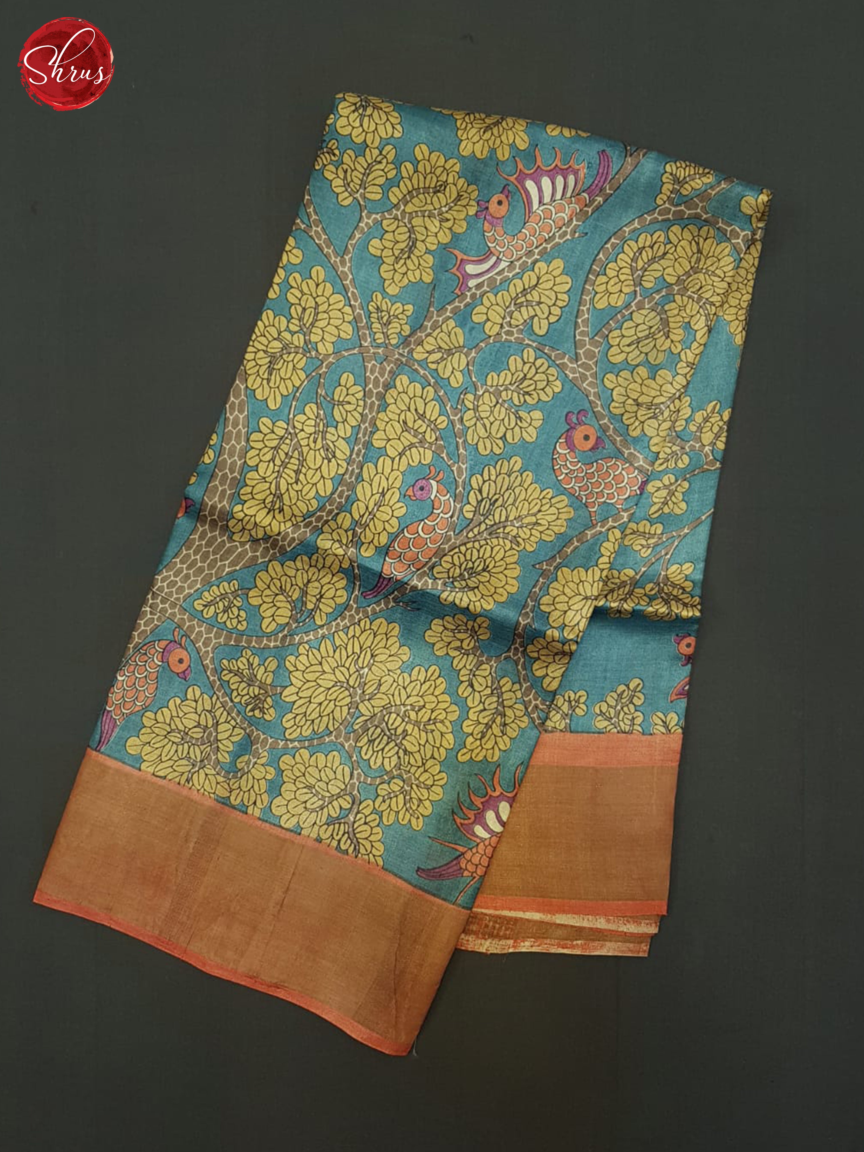 Blue & Orange - Tussar Saree - Shop on ShrusEternity.com