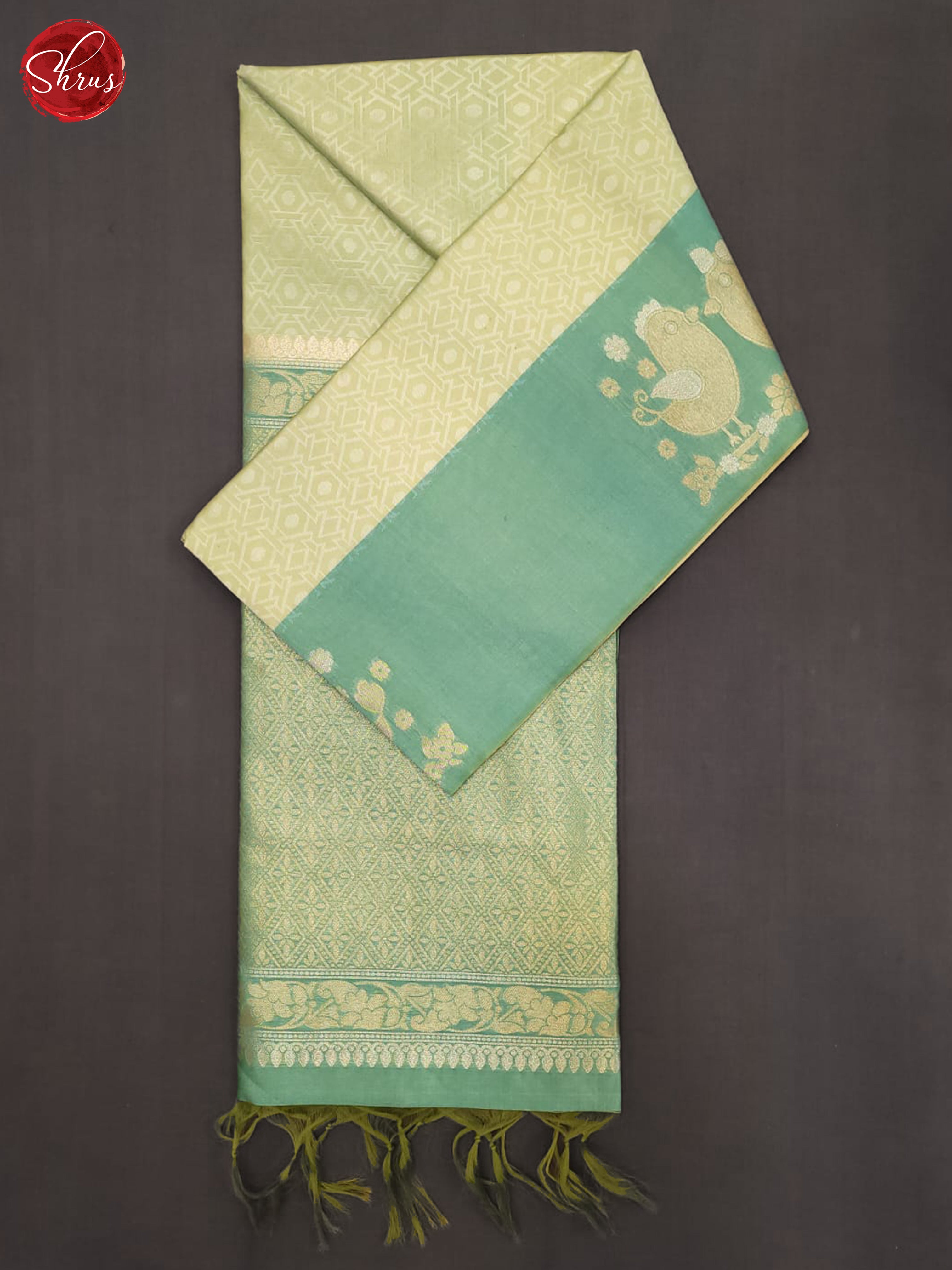 Pastel Green  & Orange- Semi Tussar Saree - Shop on ShrusEternity.com