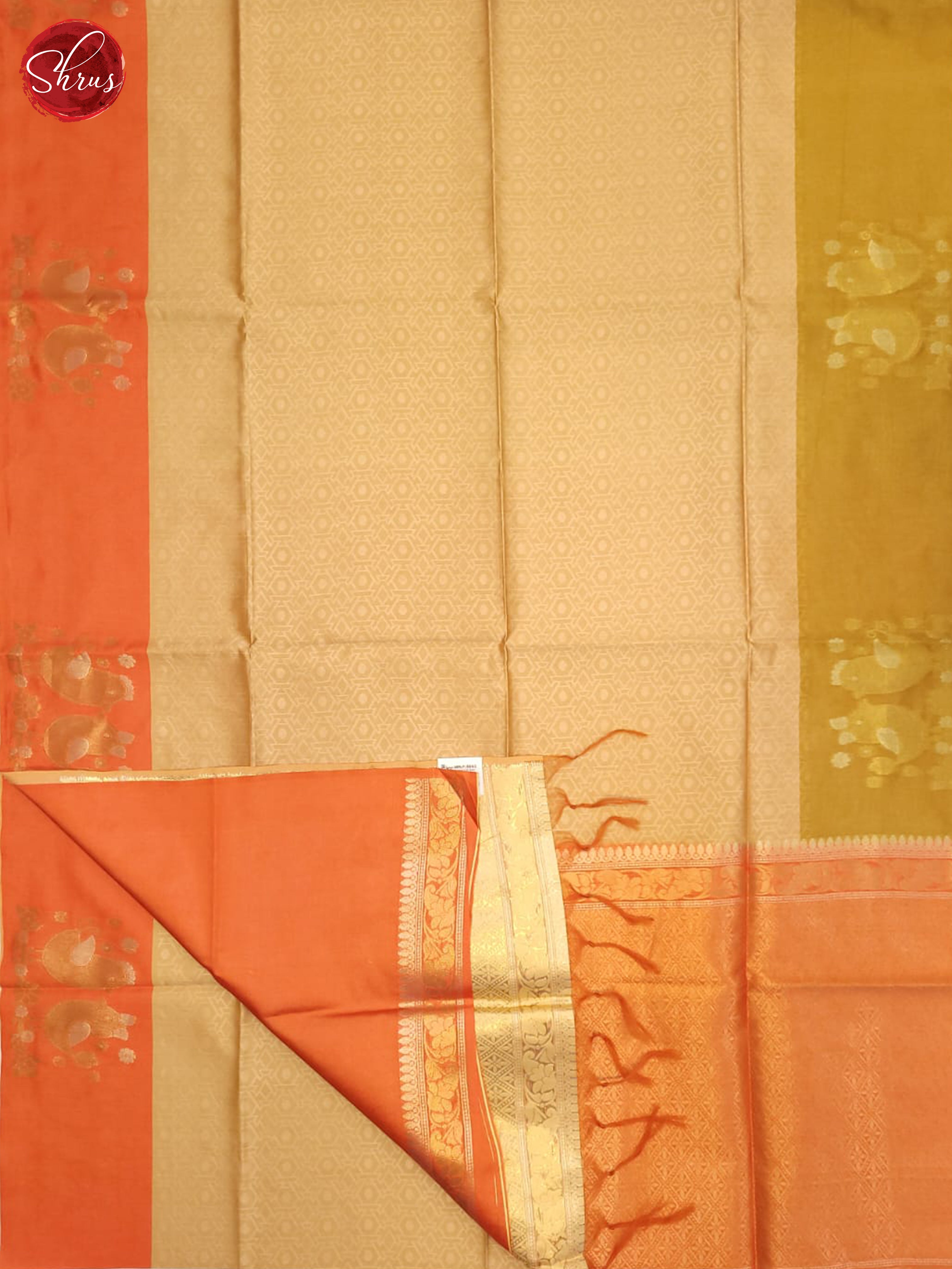 Orange & Green - Semi Tussar Saree - Shop on ShrusEternity.com