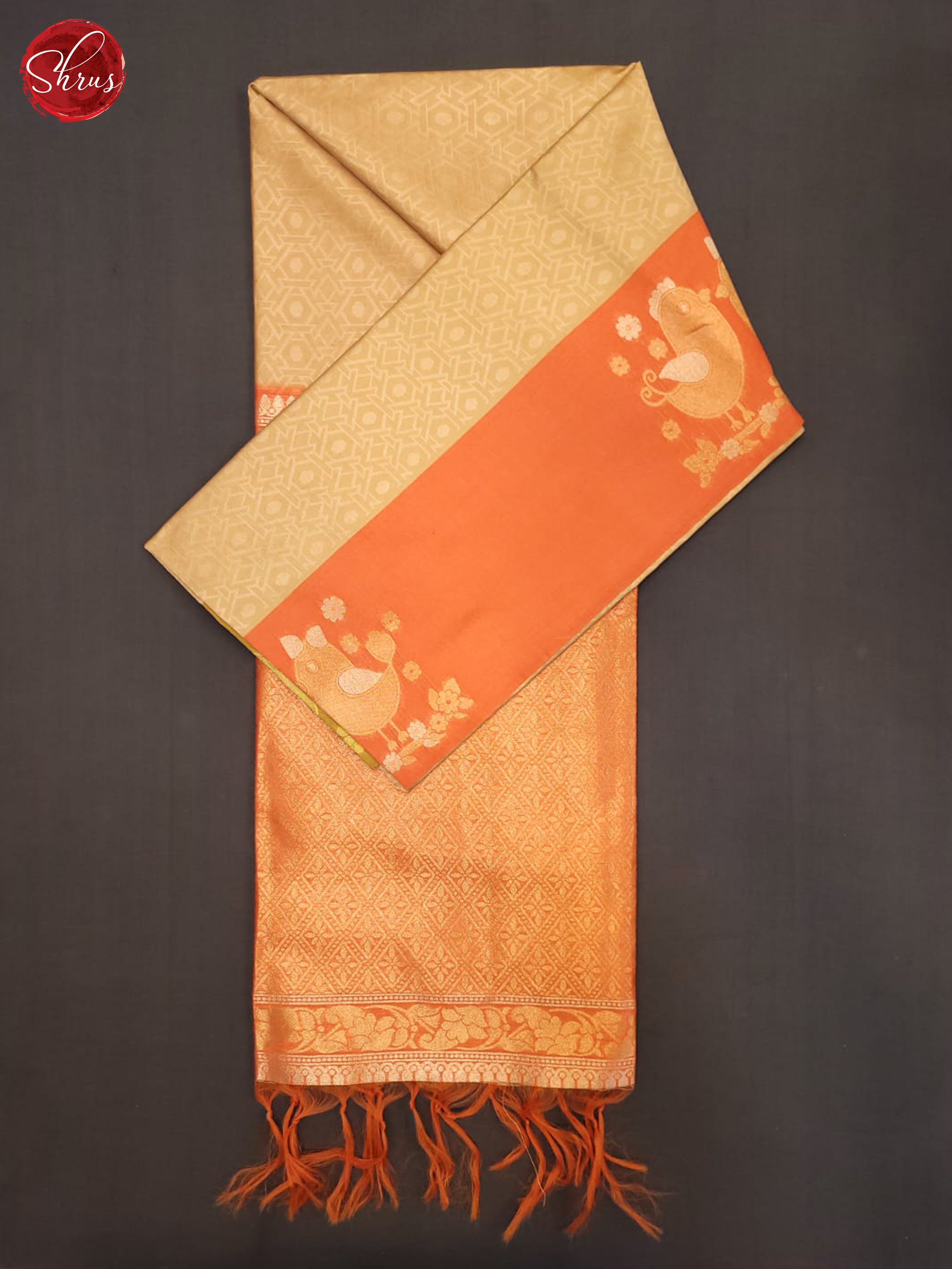 Orange & Green - Semi Tussar Saree - Shop on ShrusEternity.com