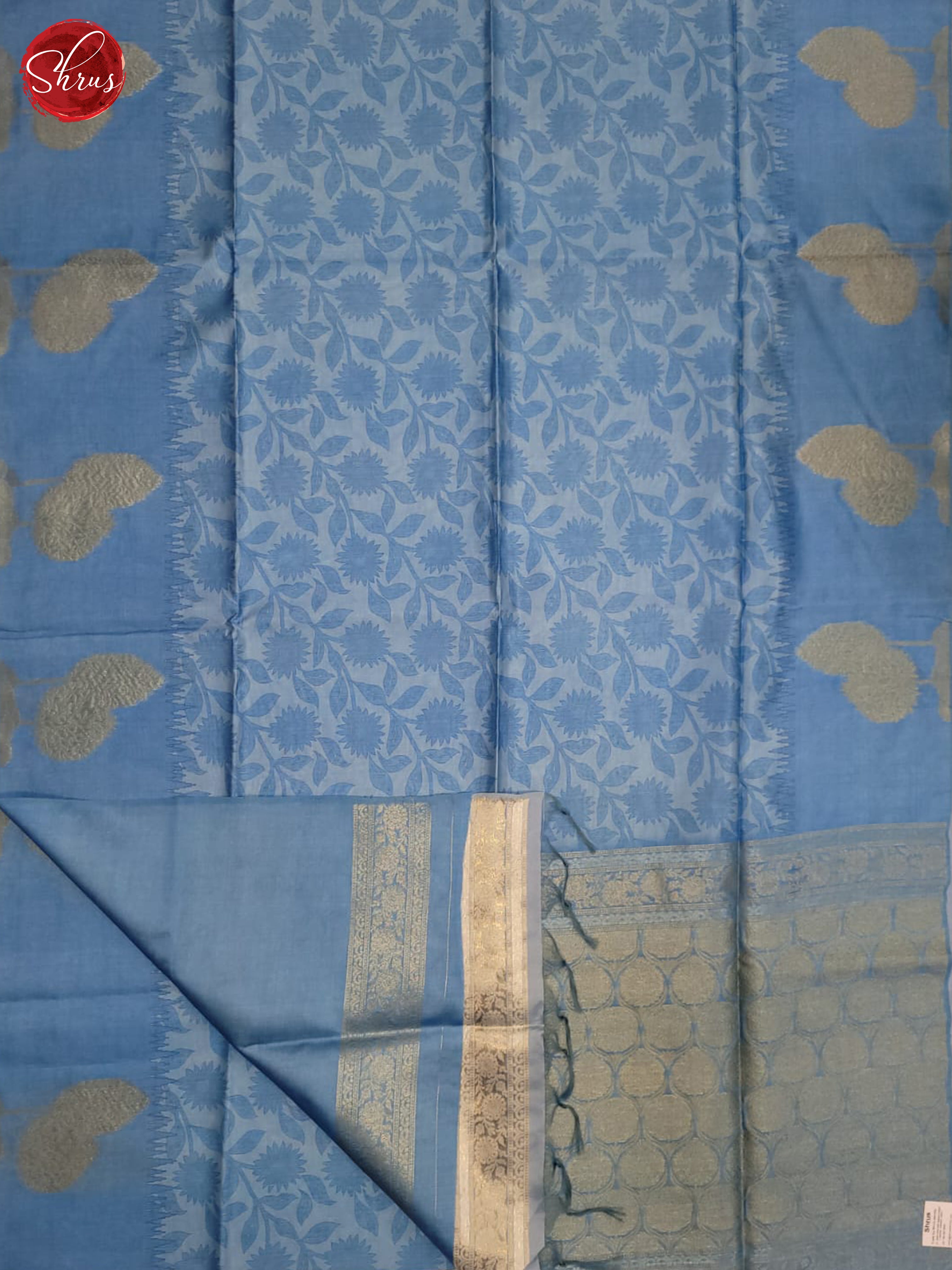 Blue(Single Tone) - Semi Tussar Saree - Shop on ShrusEternity.com