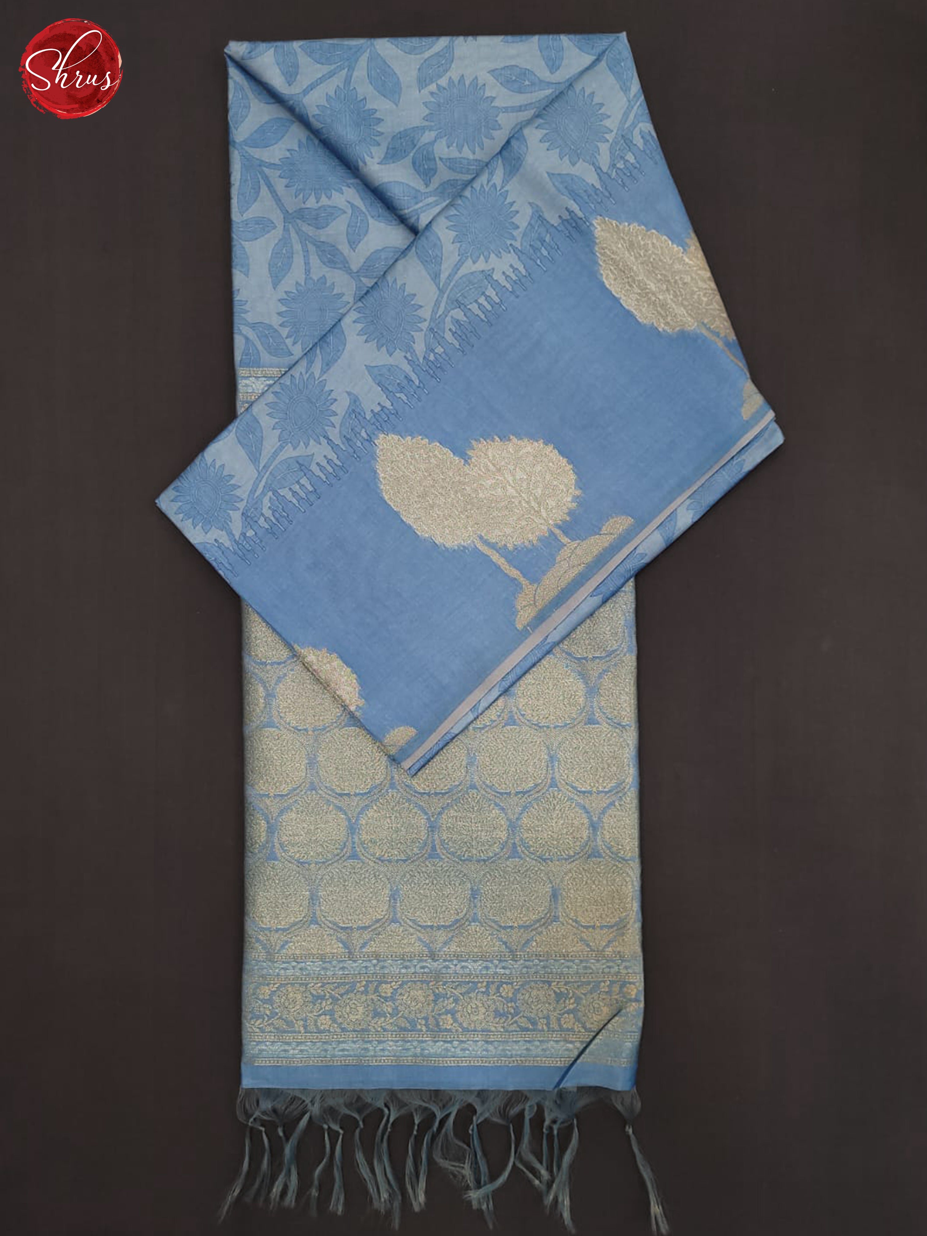 Blue(Single Tone) - Semi Tussar Saree - Shop on ShrusEternity.com