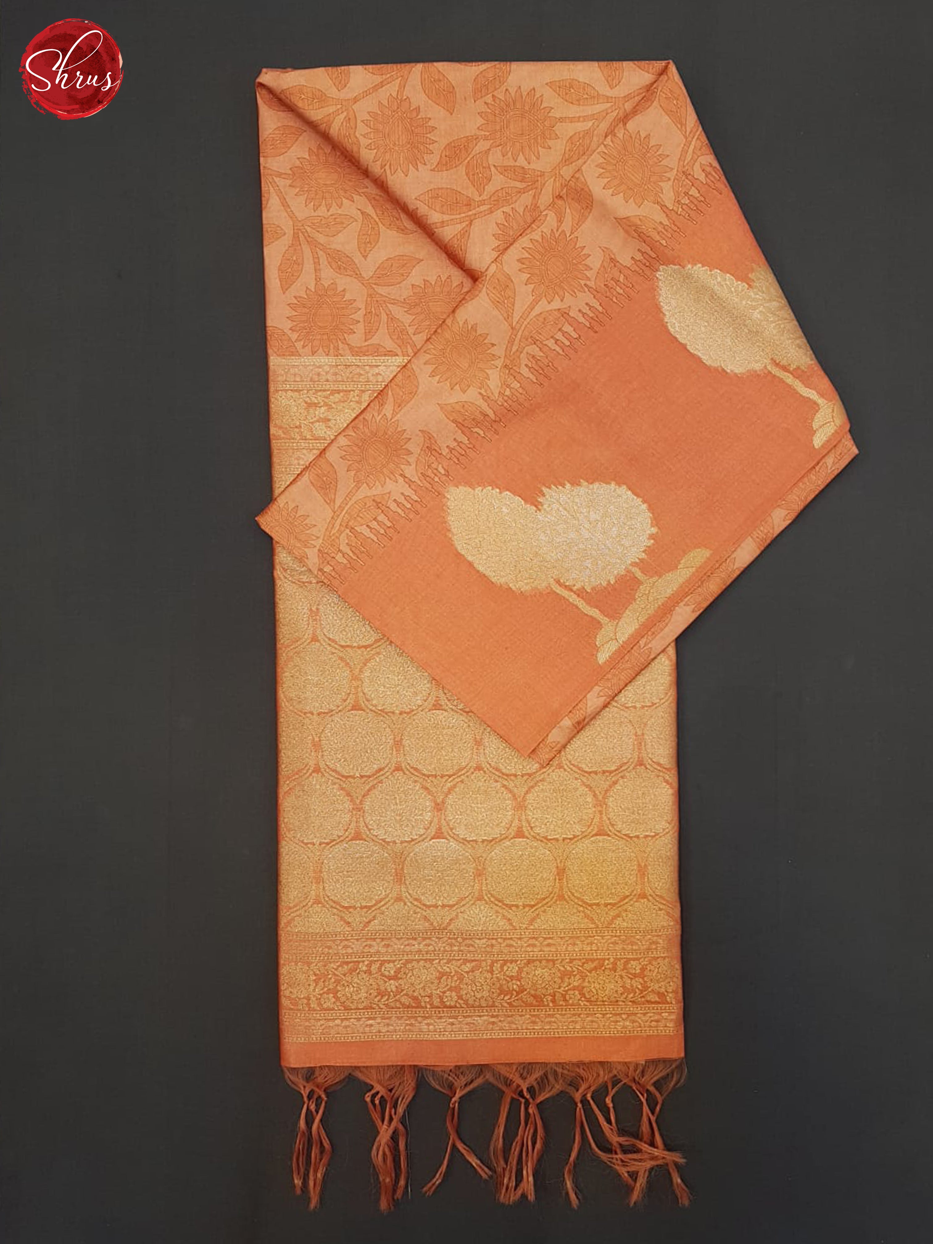 Orange(single Tone) - Semi Tussar Saree - Shop on ShrusEternity.com