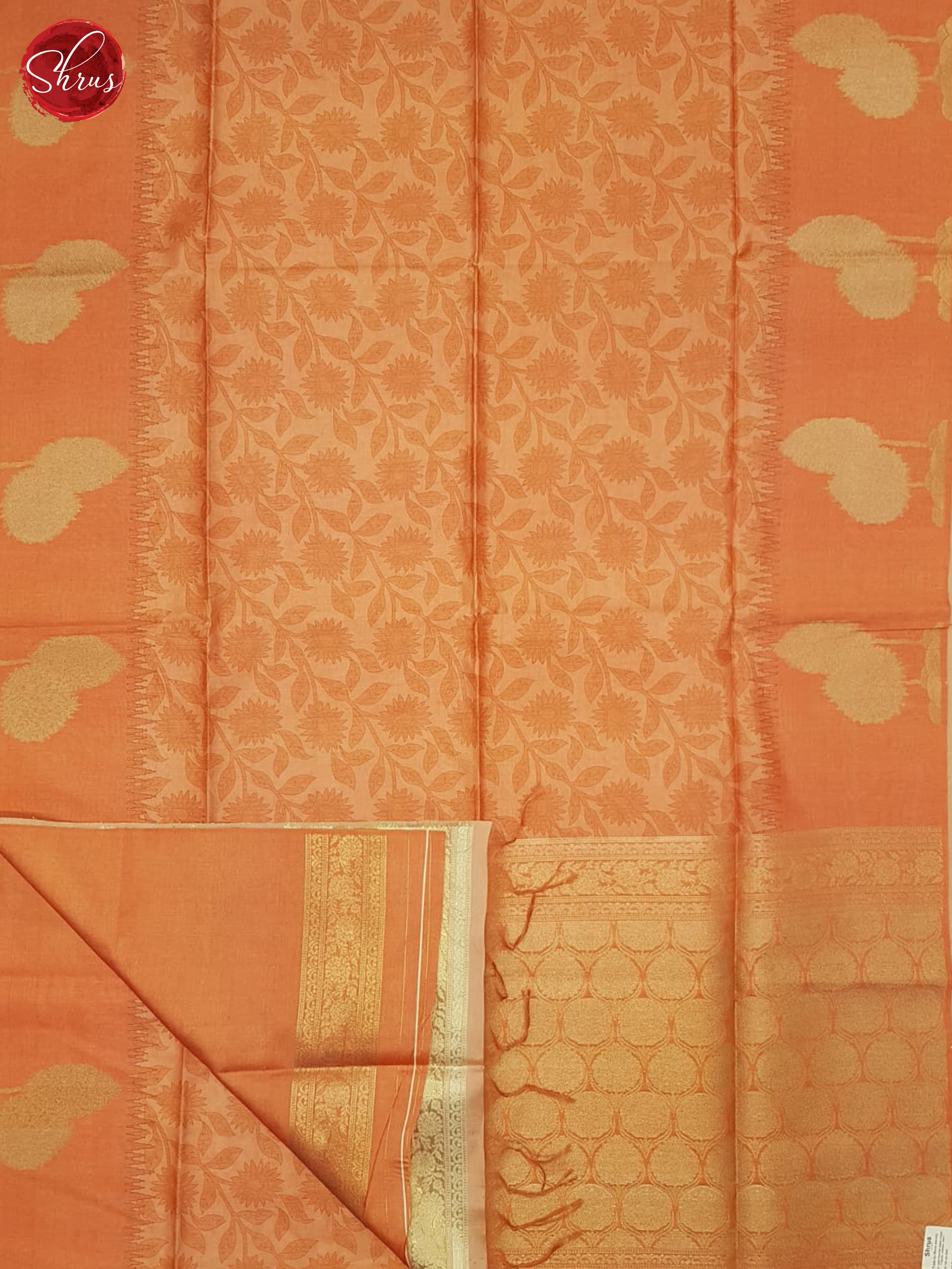 Orange(single Tone) - Semi Tussar Saree - Shop on ShrusEternity.com