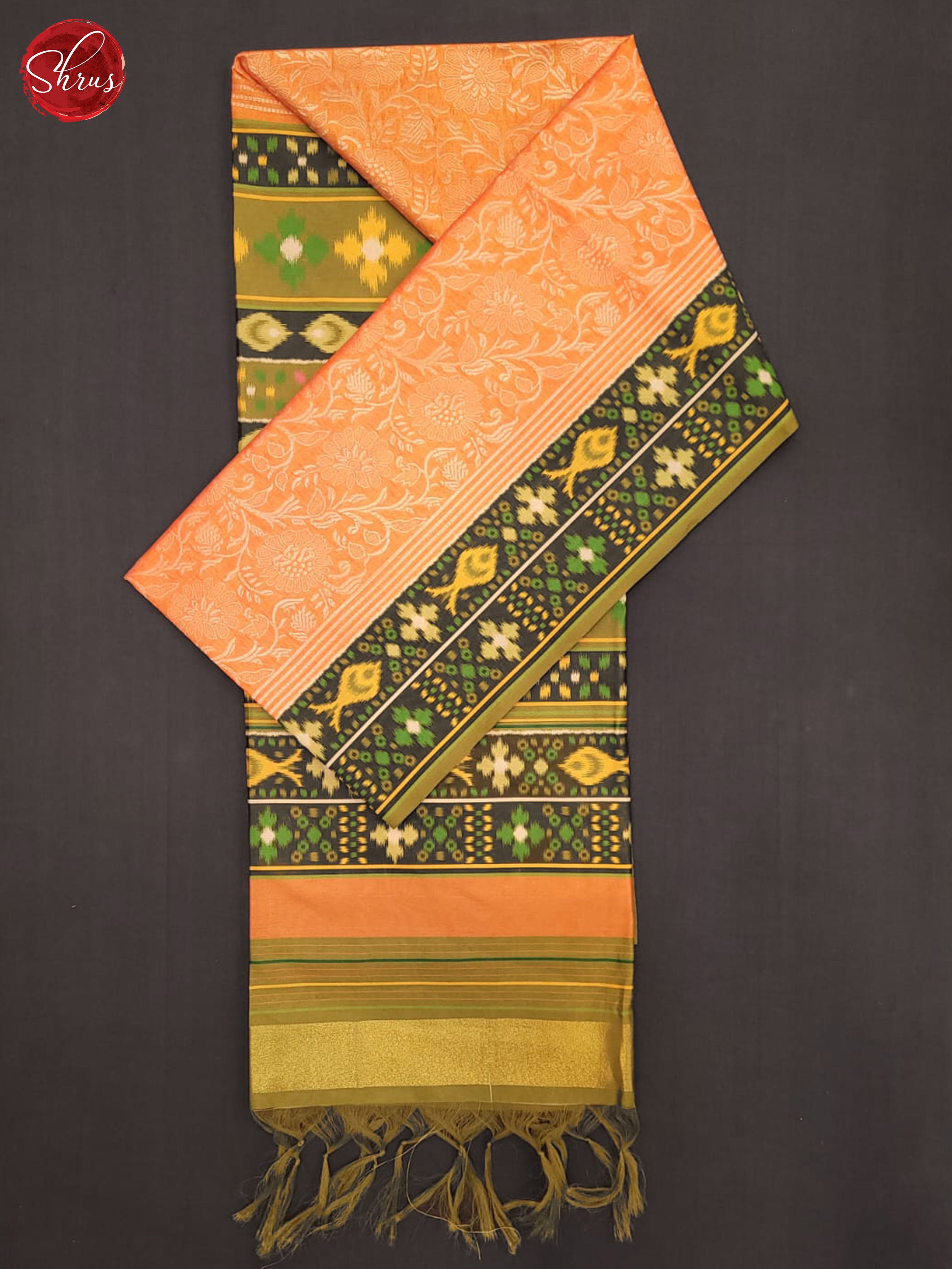 Orange & Green - Semi Tussar Saree - Shop on ShrusEternity.com