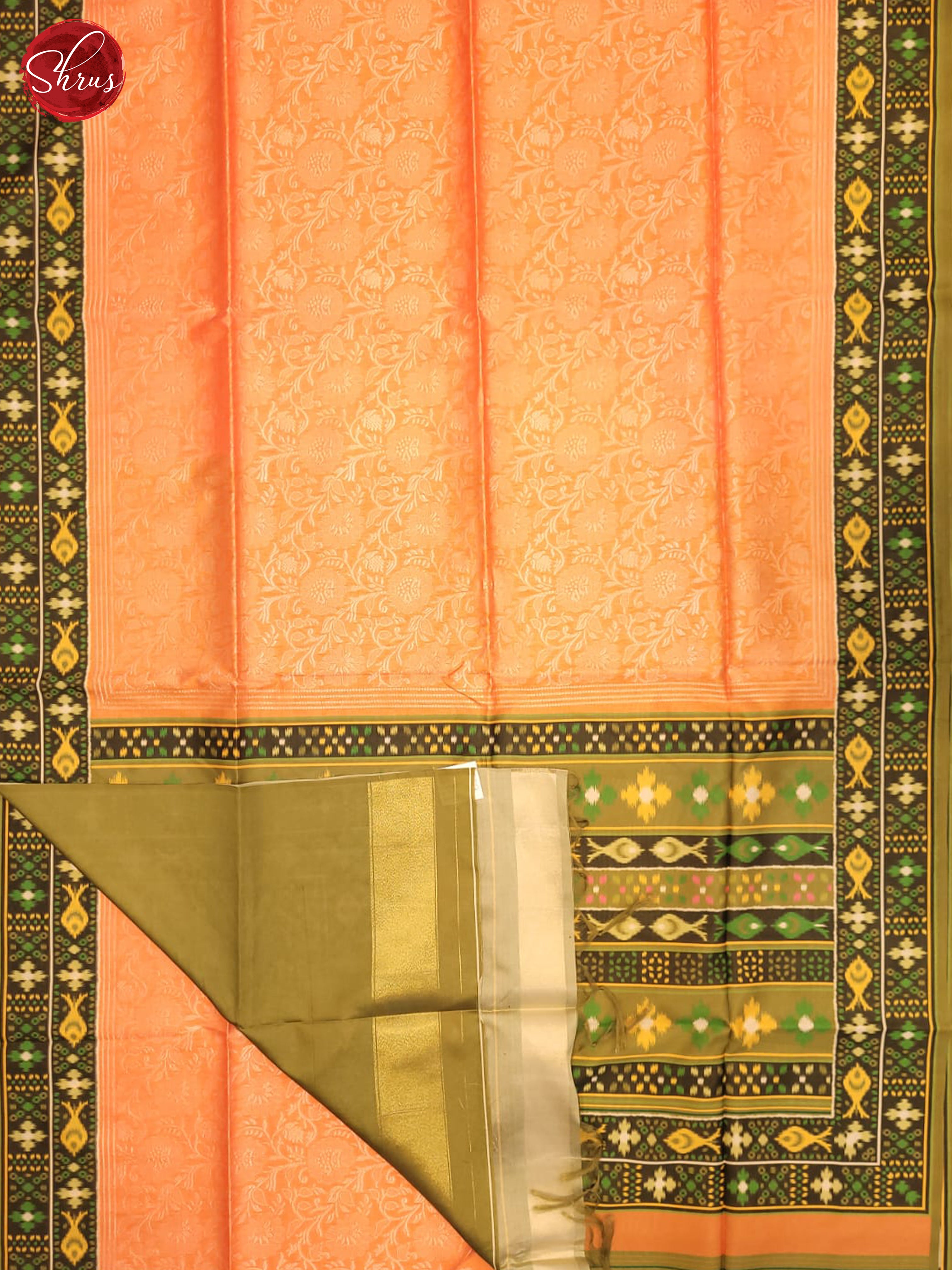 Orange & Green - Semi Tussar Saree - Shop on ShrusEternity.com