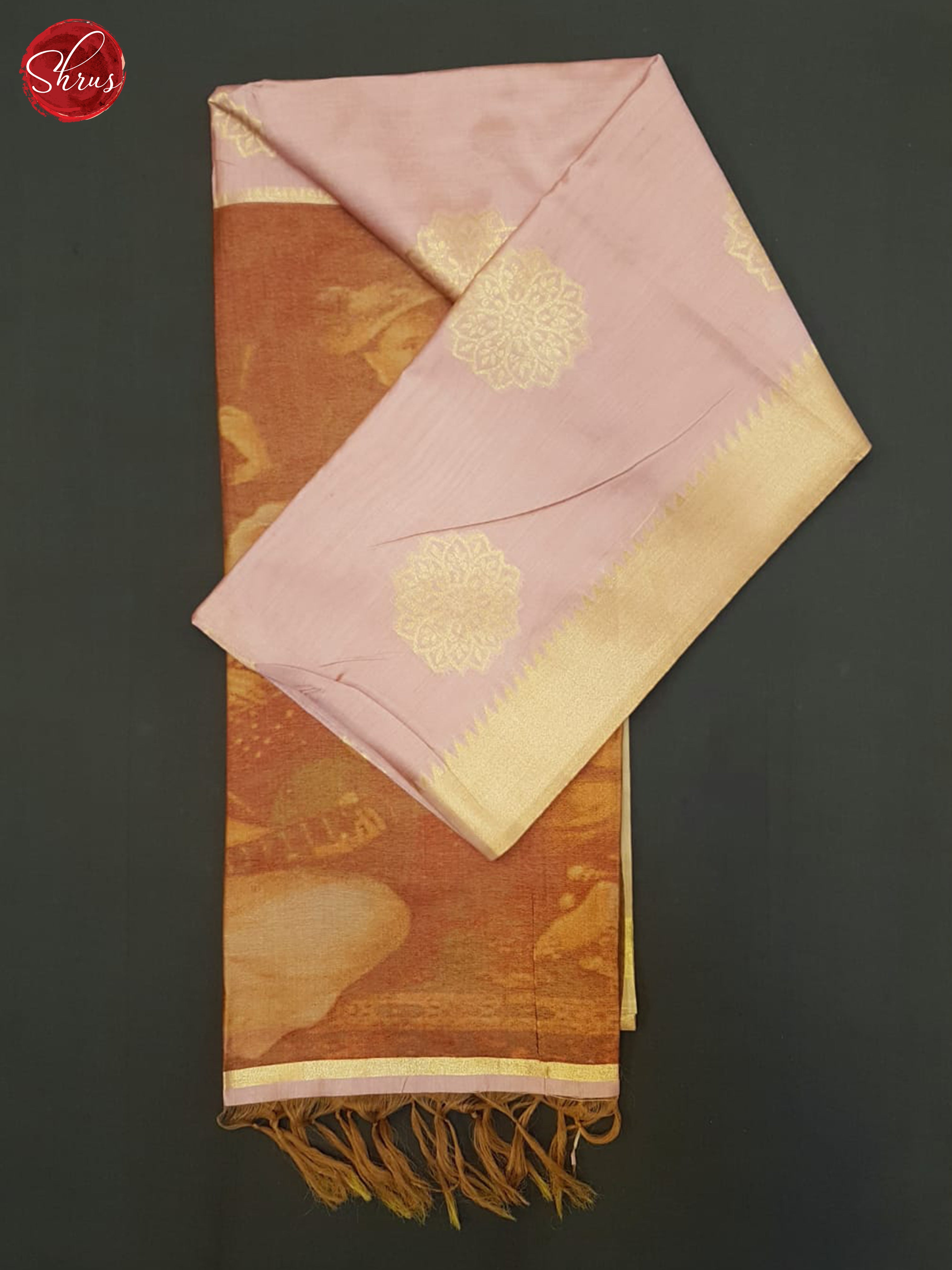 Baby Pink & Brown- Semi Tussar Saree - Shop on ShrusEternity.com