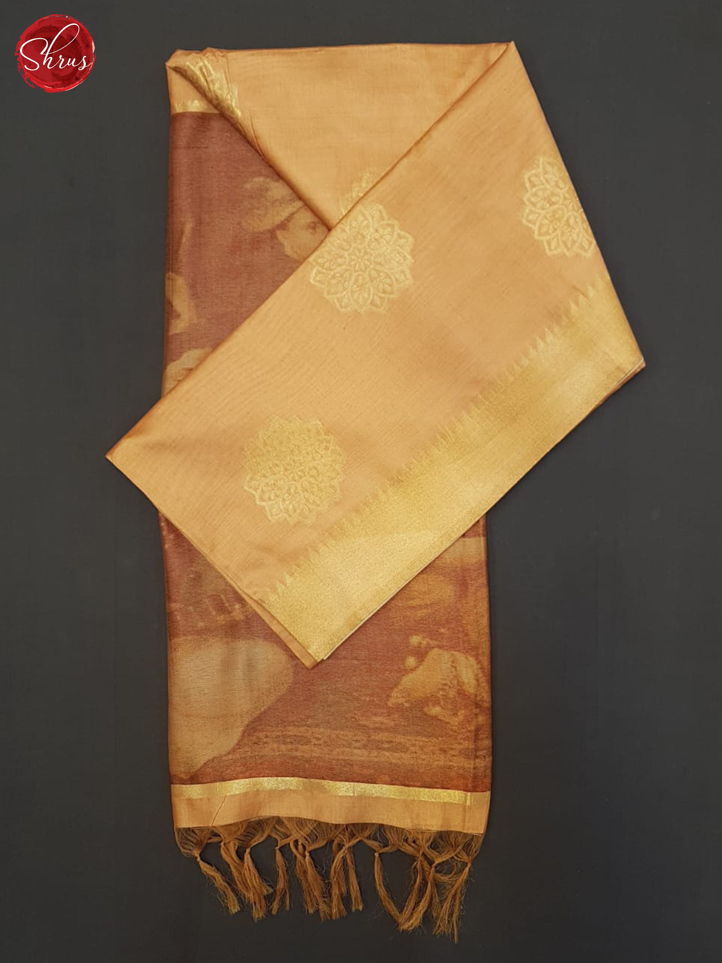 Pale Orange & Brown - Semi Tussar Saree - Shop on ShrusEternity.com