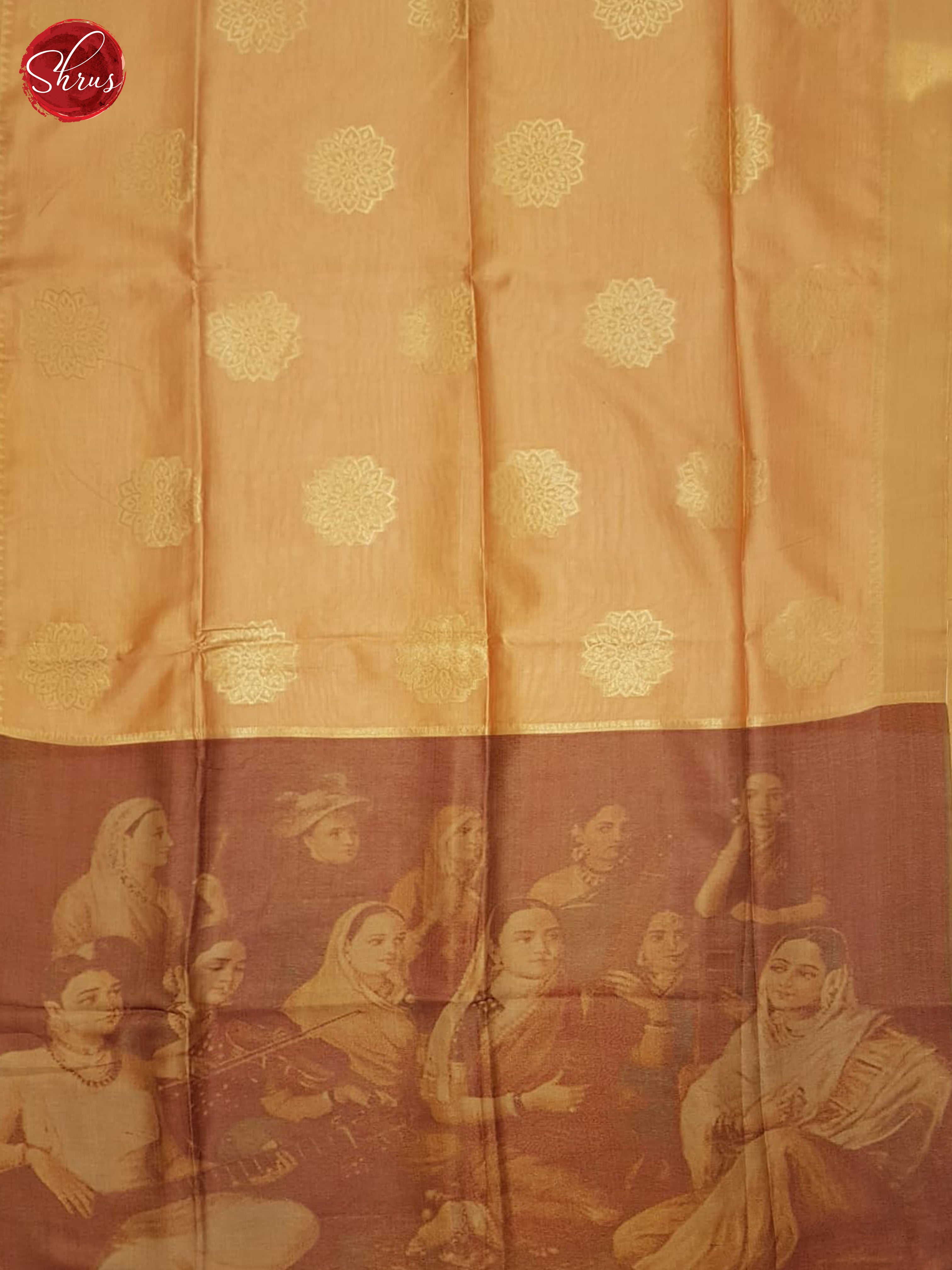 Pale Orange & Brown - Semi Tussar Saree - Shop on ShrusEternity.com