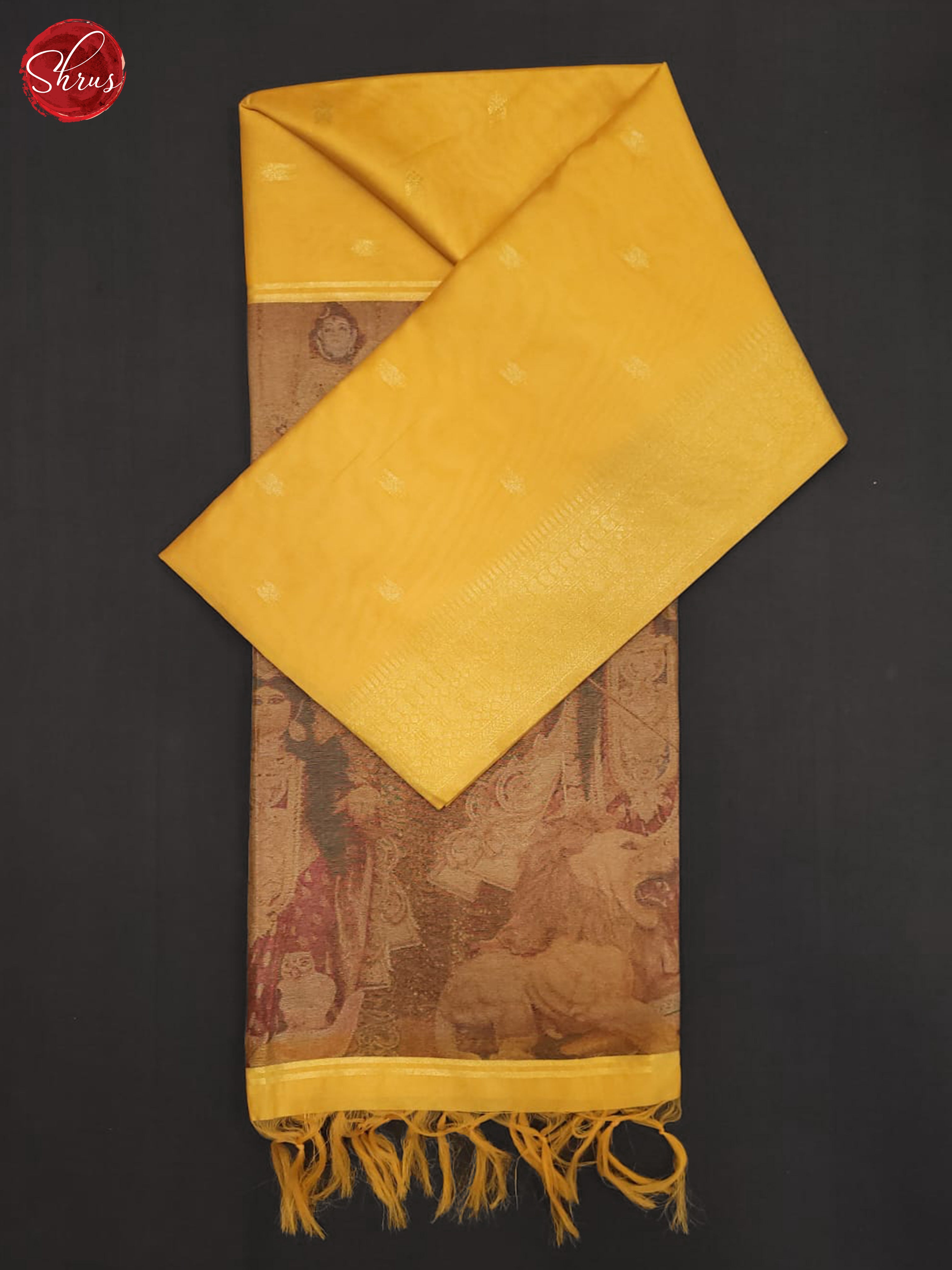 Yellow & Brown  - Semi Tussar Saree - Shop on ShrusEternity.com