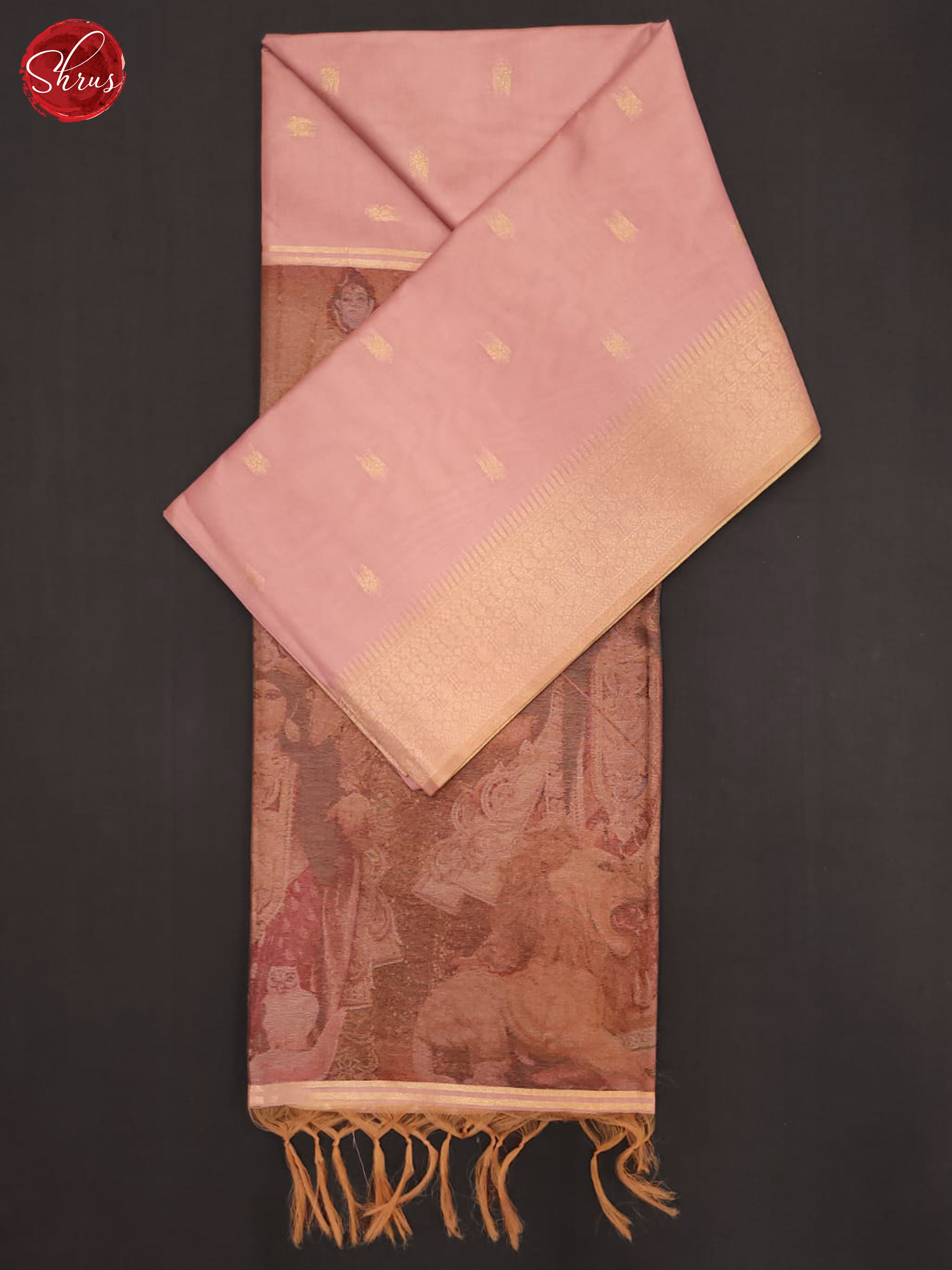 Baby Pink & Brown - Semi Tussar Saree - Shop on ShrusEternity.com