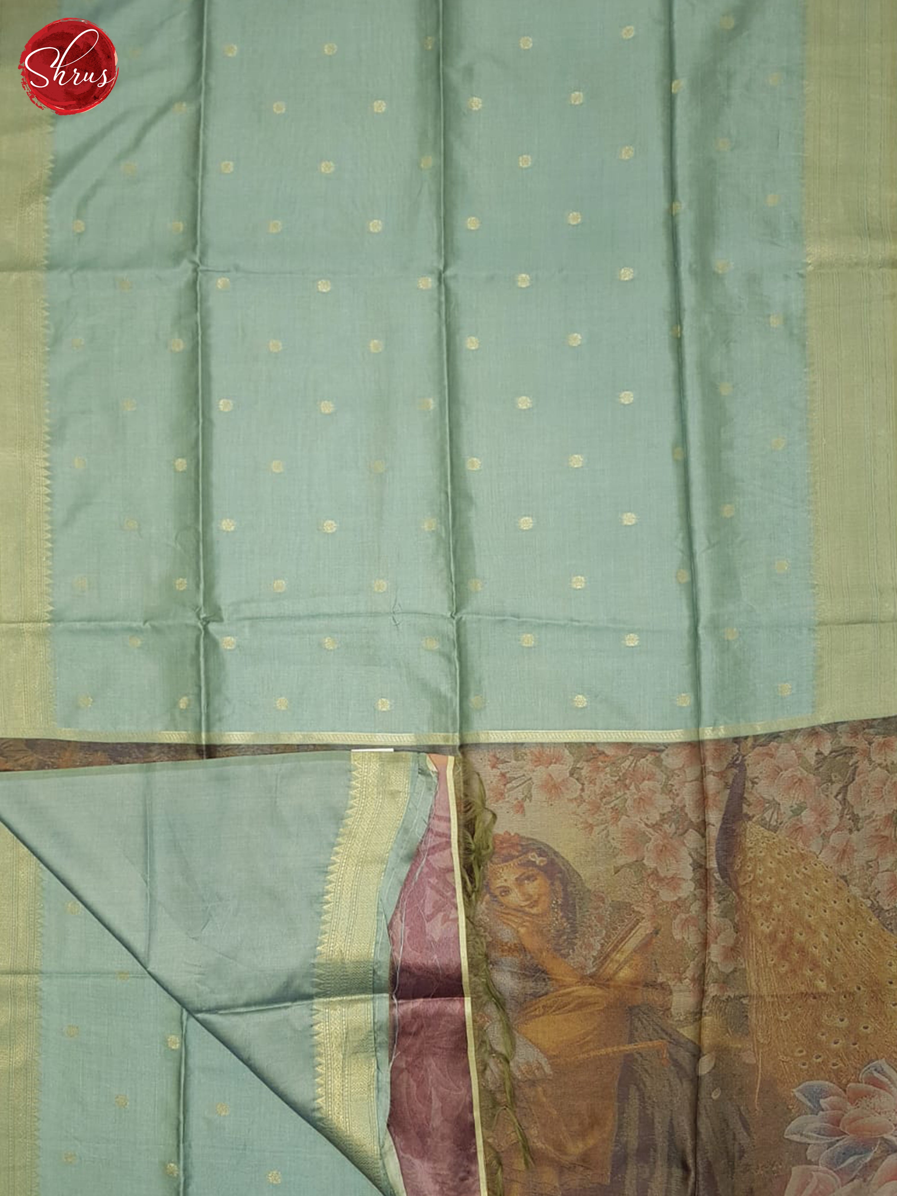 Bluish Grey & Brown - Semi Tussar Saree - Shop on ShrusEternity.com