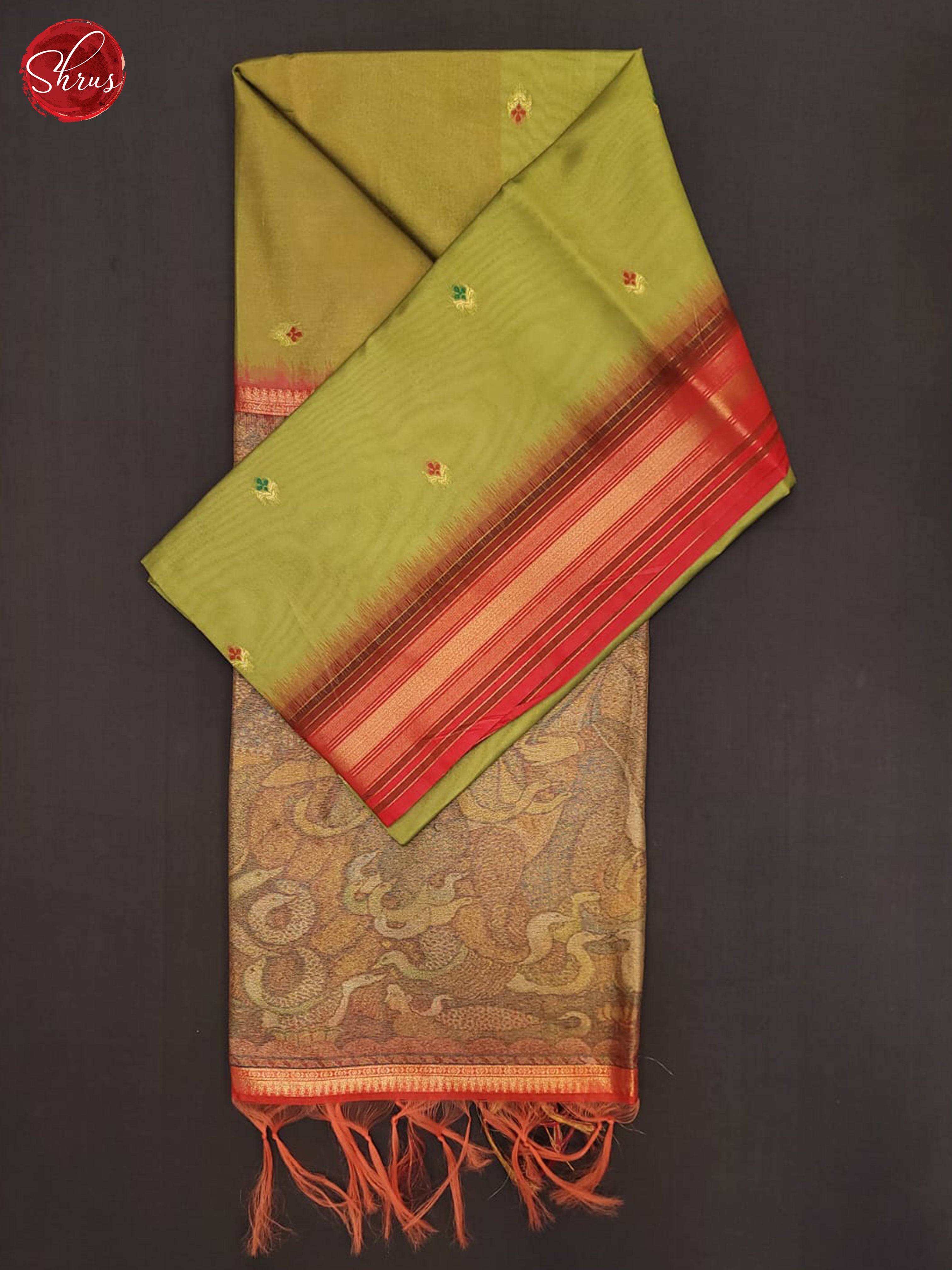 Green & Red - Semi Tussar Saree - Shop on ShrusEternity.com