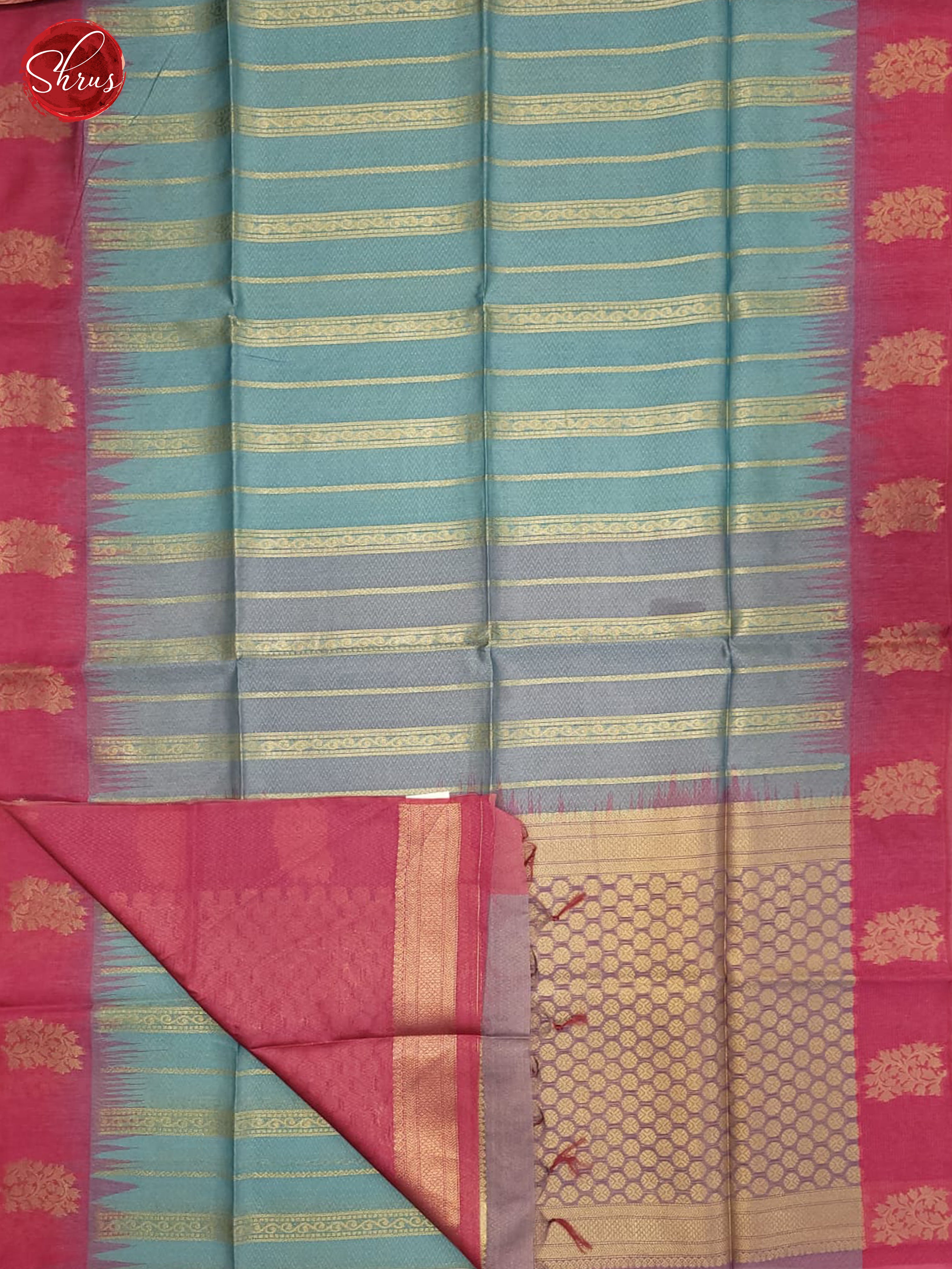 Blue & Pink - Semi Tussar Saree - Shop on ShrusEternity.com