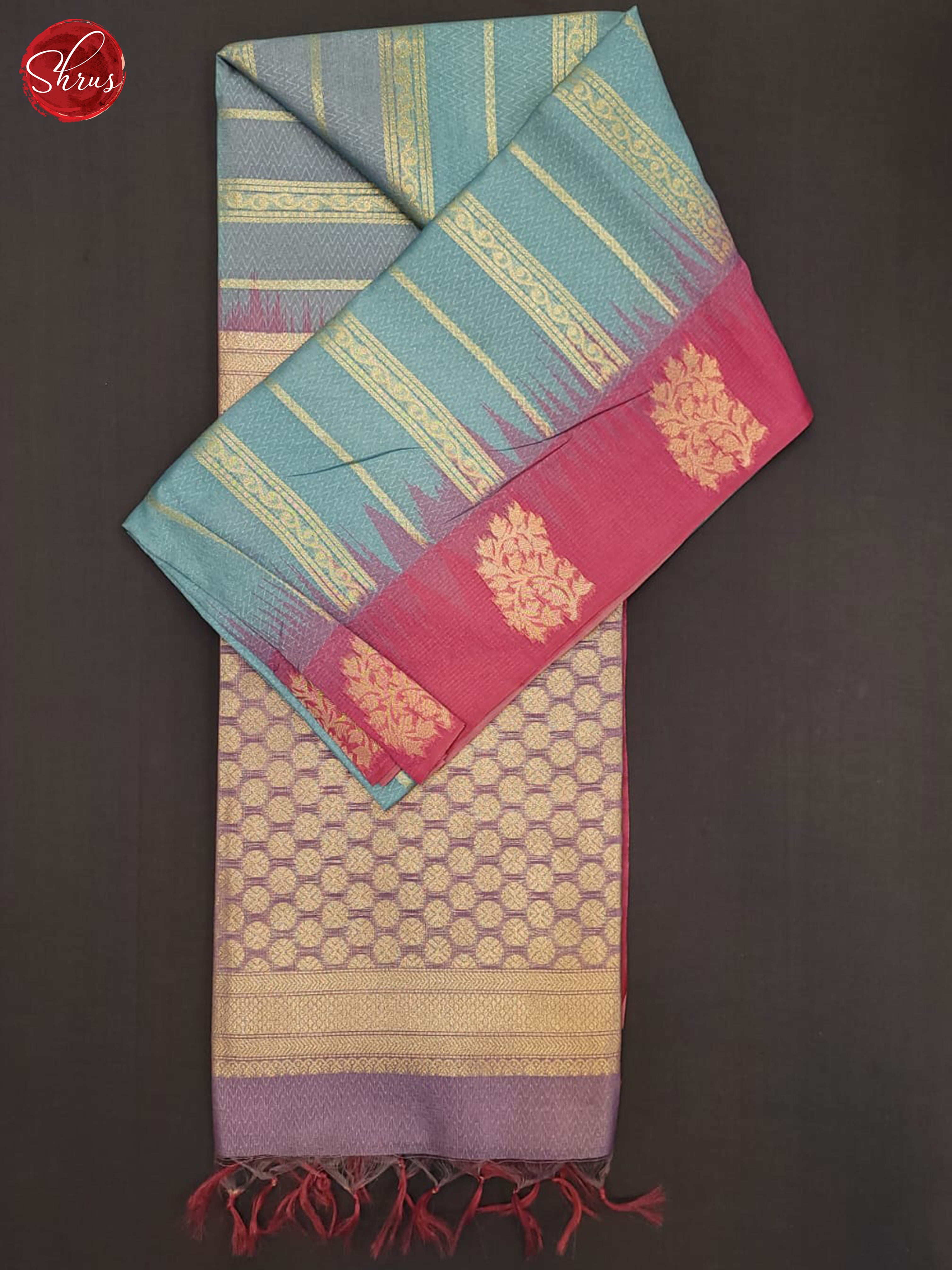 Blue & Pink - Semi Tussar Saree - Shop on ShrusEternity.com