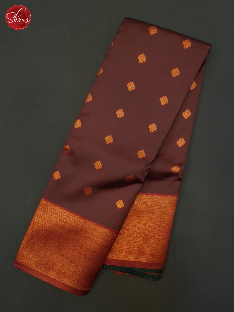 Brown & Maroon - Semi Kanchipuram Saree - Shop on ShrusEternity.com