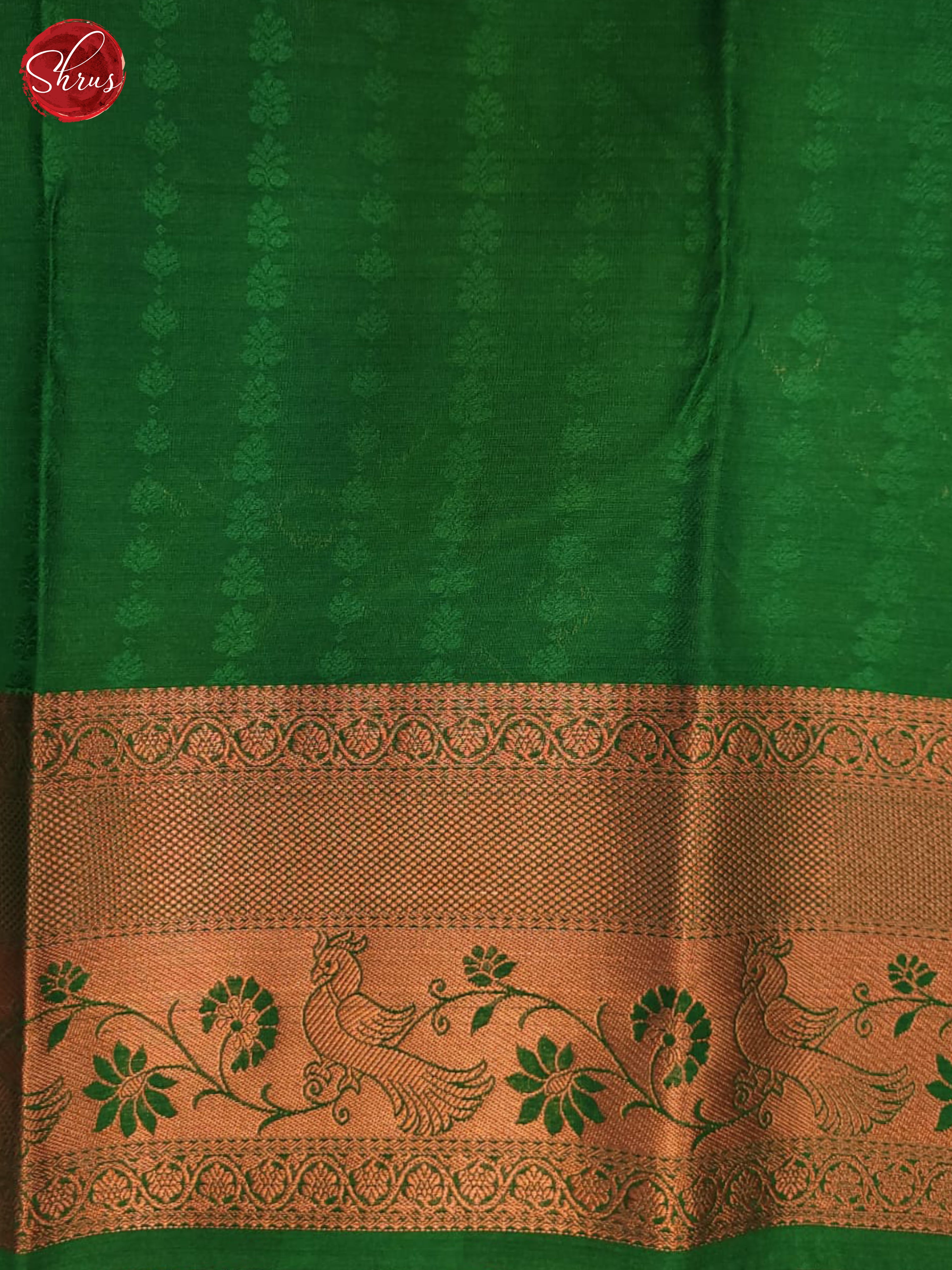 Fiery Orange & Green- Semi Kanchipuram Saree - Shop on ShrusEternity.com