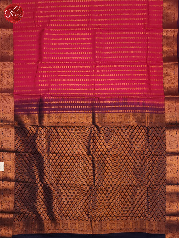 Rani Pink & Dark Blue- Semi Kanchipuram Saree - Shop on ShrusEternity.com